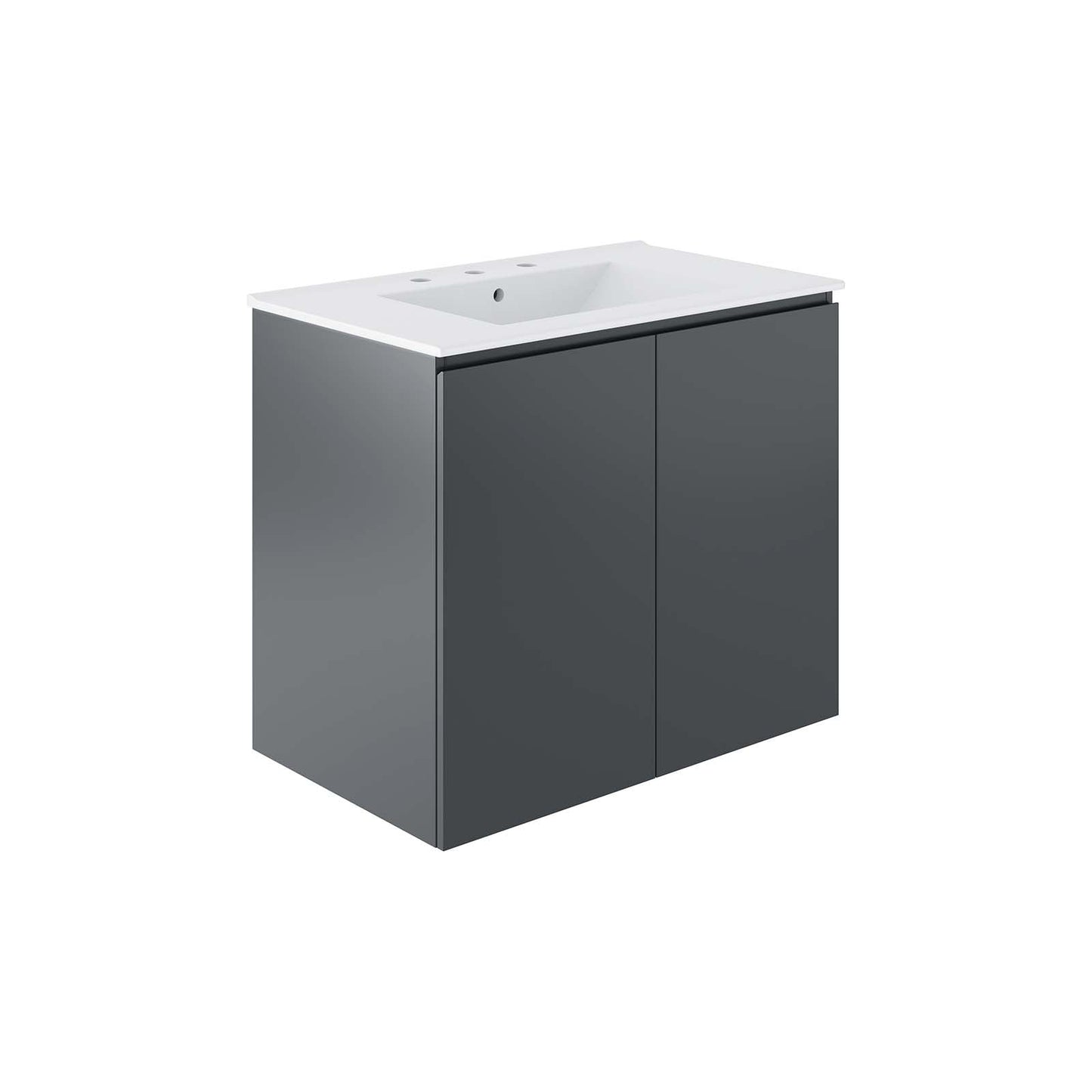 Bryn 30" Wall-Mount Bathroom Vanity By Modway - EEI-5778-GRY-BLK | Bathroom Accessories |  Modishstore - 9