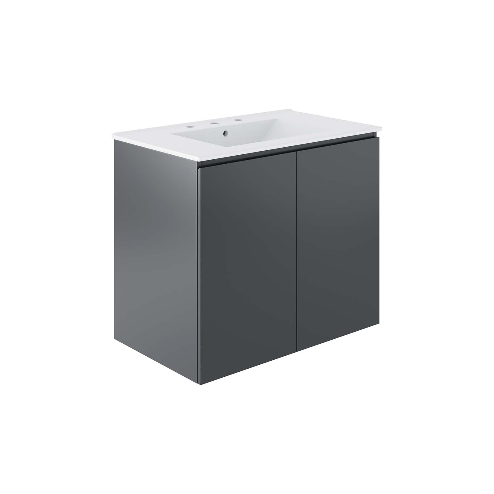Bryn 30" Wall-Mount Bathroom Vanity By Modway - EEI-5778-GRY-BLK | Bathroom Accessories |  Modishstore - 9