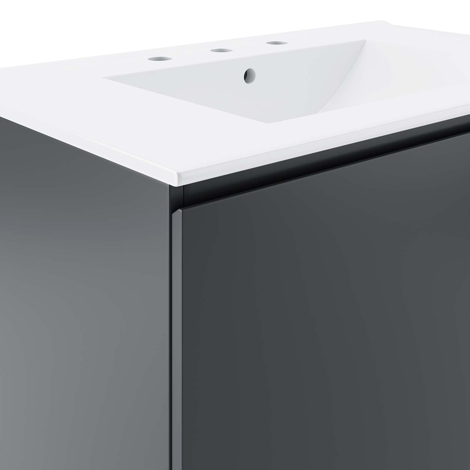 Bryn 30" Wall-Mount Bathroom Vanity By Modway - EEI-5778-GRY-BLK | Bathroom Accessories |  Modishstore - 14