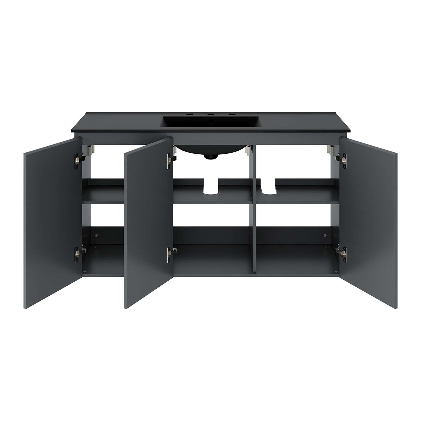 Bryn 48" Wall-Mount Bathroom Vanity By Modway - EEI-5780-GRY-BLK | Bathroom Accessories |  Modishstore - 4