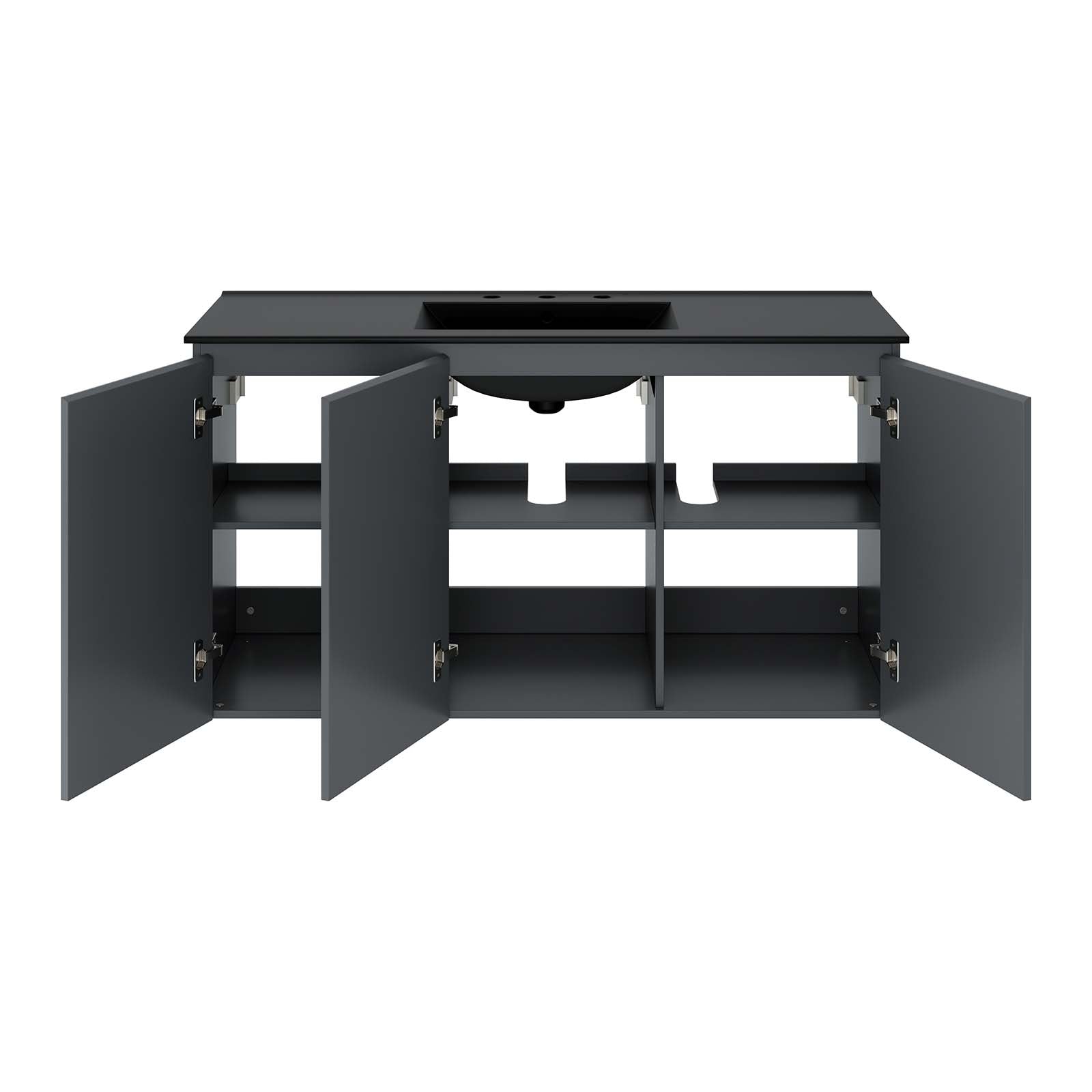 Bryn 48" Wall-Mount Bathroom Vanity By Modway - EEI-5780-GRY-BLK | Bathroom Accessories |  Modishstore - 4