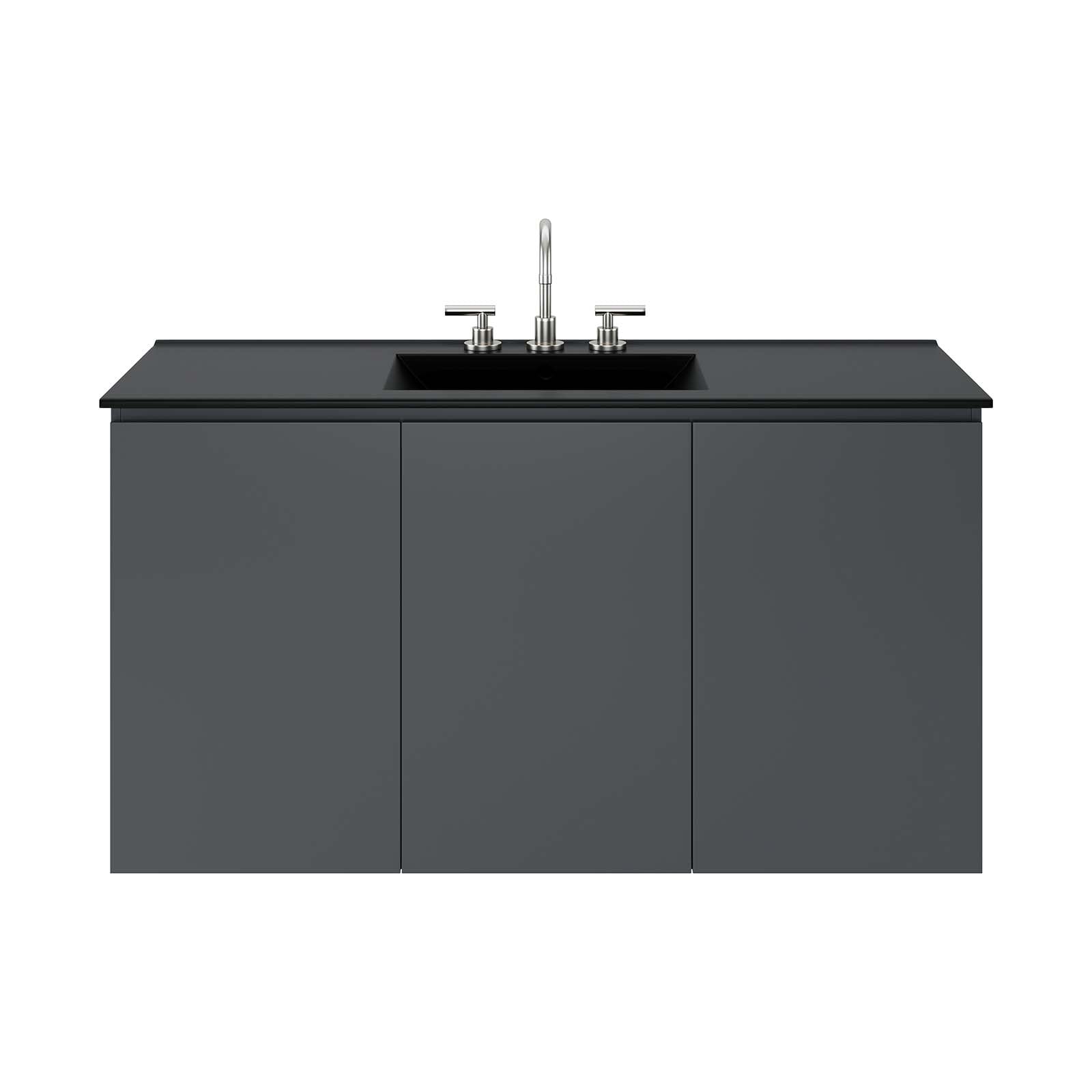 Bryn 48" Wall-Mount Bathroom Vanity By Modway - EEI-5780-GRY-BLK | Bathroom Accessories |  Modishstore - 6