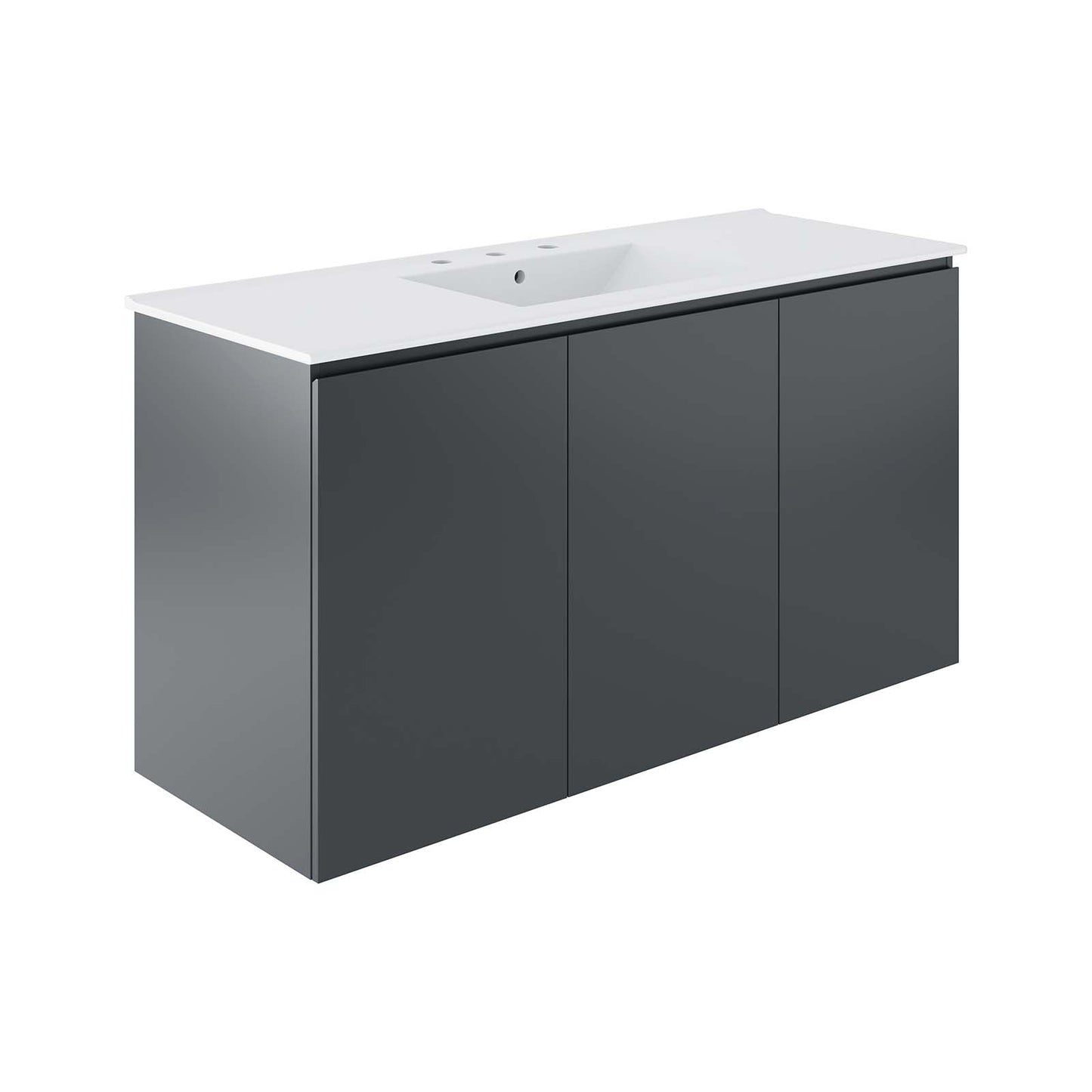 Bryn 48" Wall-Mount Bathroom Vanity By Modway - EEI-5780-GRY-BLK | Bathroom Accessories |  Modishstore - 9