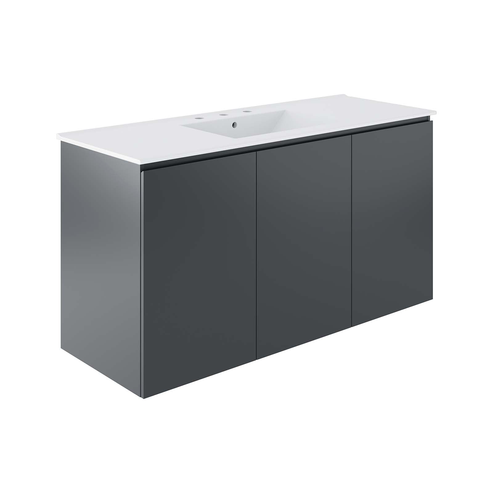 Bryn 48" Wall-Mount Bathroom Vanity By Modway - EEI-5780-GRY-BLK | Bathroom Accessories |  Modishstore - 9