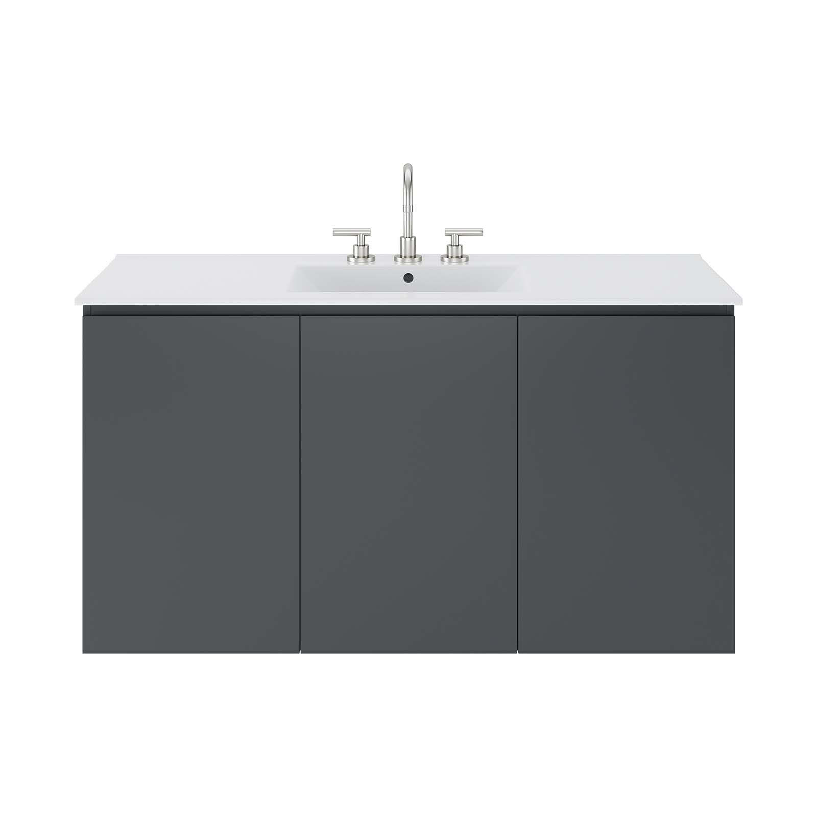 Bryn 48" Wall-Mount Bathroom Vanity By Modway - EEI-5780-GRY-BLK | Bathroom Accessories |  Modishstore - 13