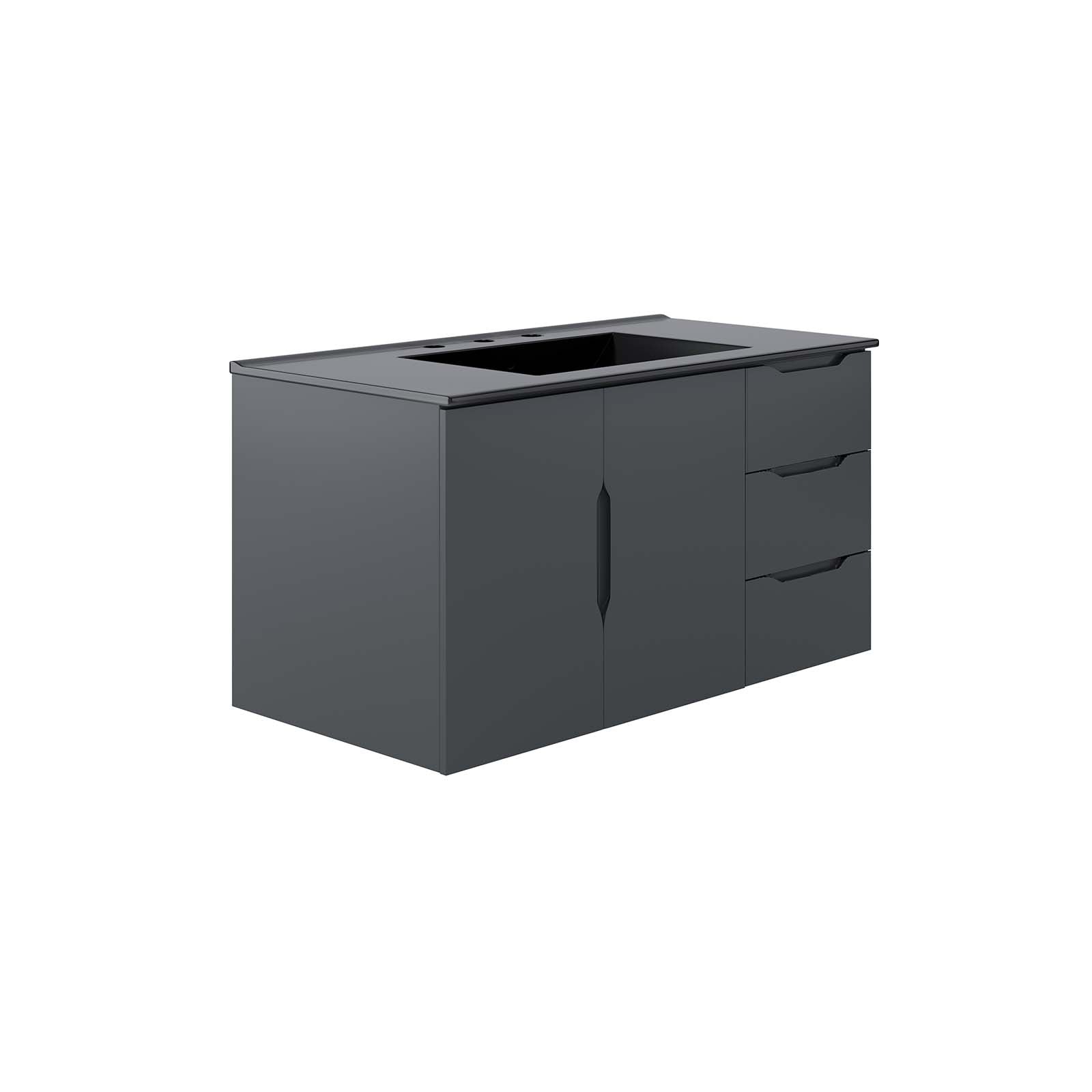 Vitality 36" Bathroom Vanity By Modway - EEI-5783-GRY-BLK | Bathroom Accessories |  Modishstore - 2