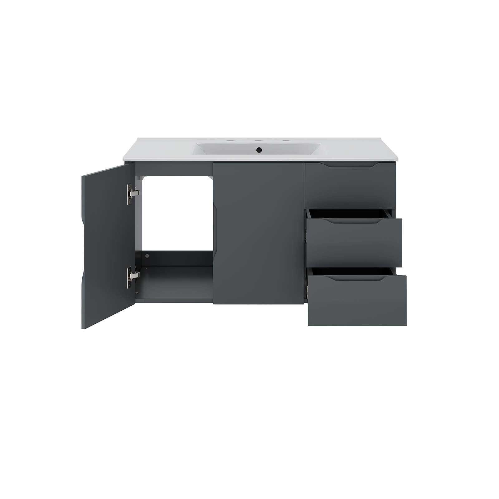 Vitality 36" Bathroom Vanity By Modway - EEI-5783-GRY-BLK | Bathroom Accessories |  Modishstore - 12