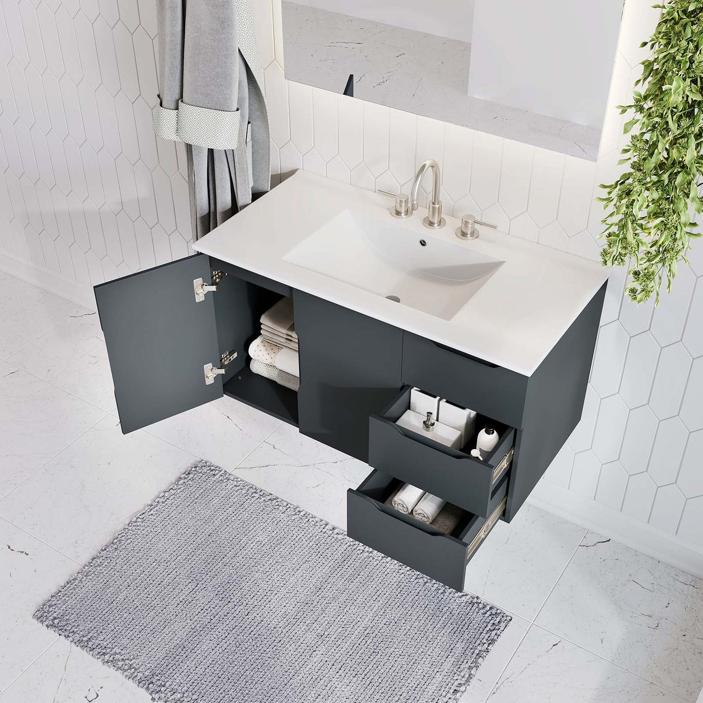 Vitality 36" Bathroom Vanity By Modway - EEI-5783-GRY-BLK | Bathroom Accessories |  Modishstore - 15