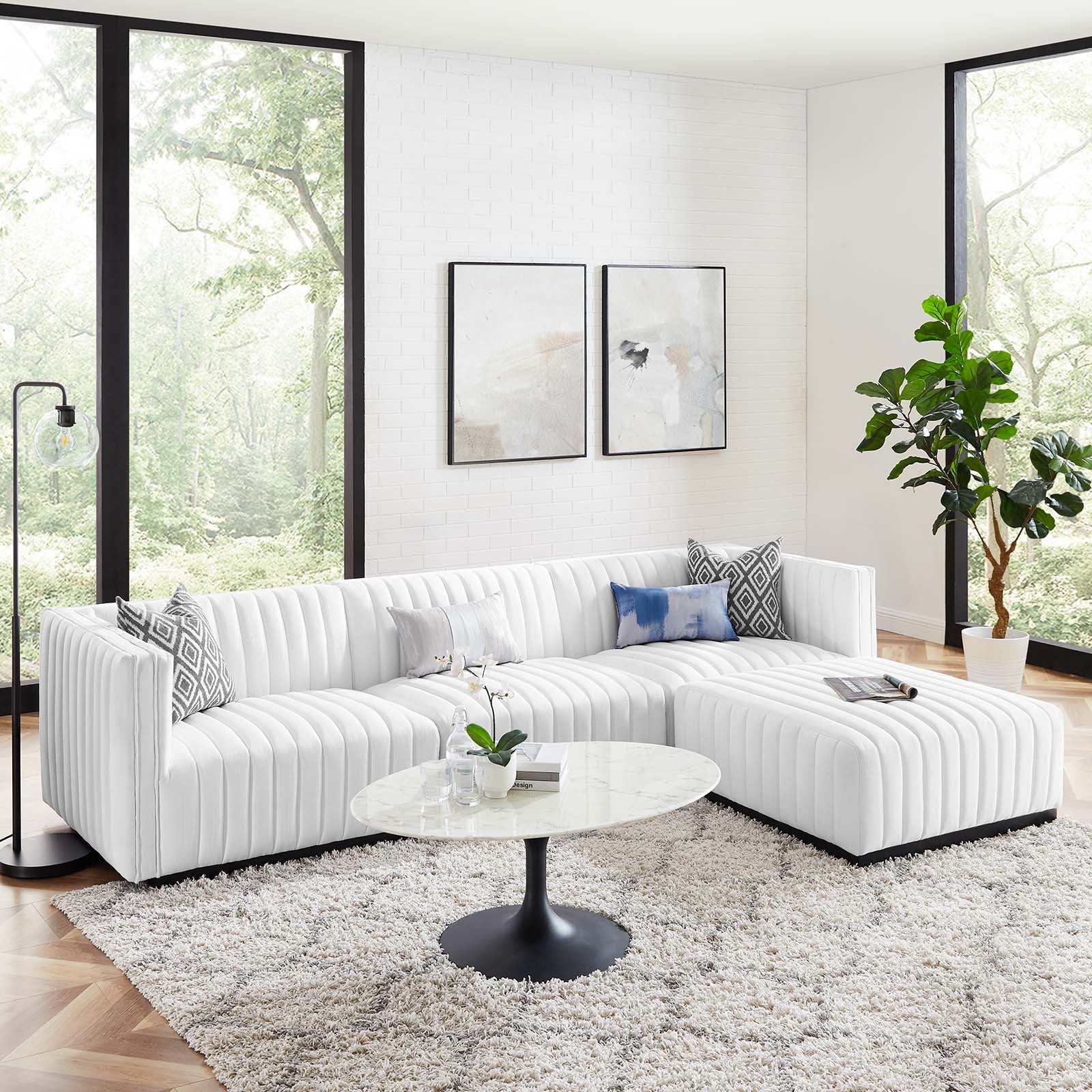 Conjure Channel Tufted Upholstered Fabric 4-Piece Sectional Sofa By Modway - EEI-5788 | Sectional - 41