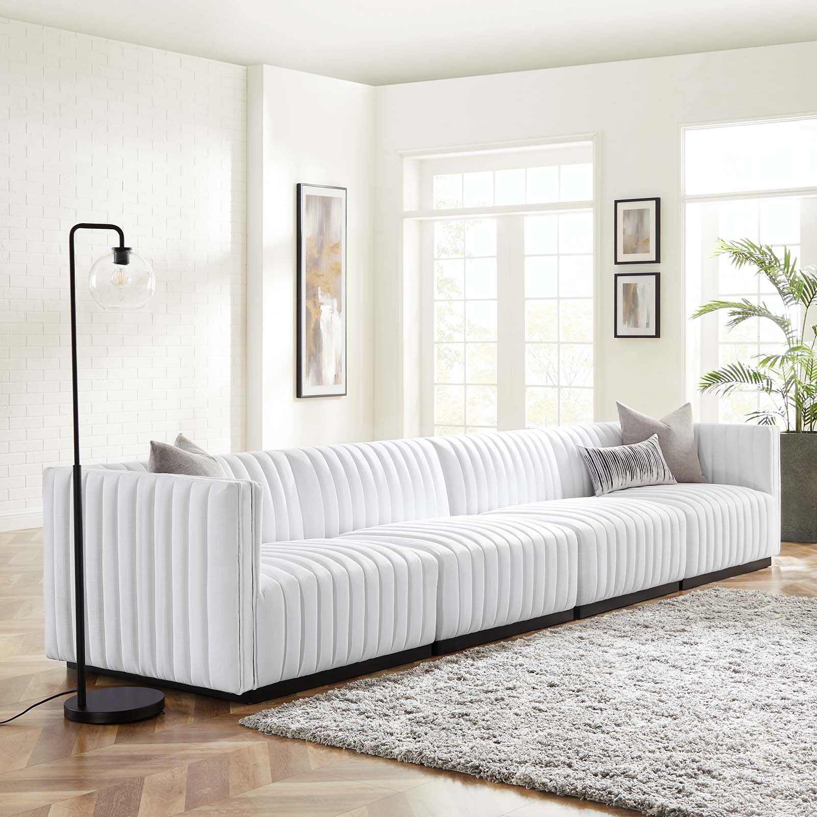 Conjure Channel Tufted Upholstered Fabric 4-Piece Sofa By Modway - EEI-5789 | Sectional - 32