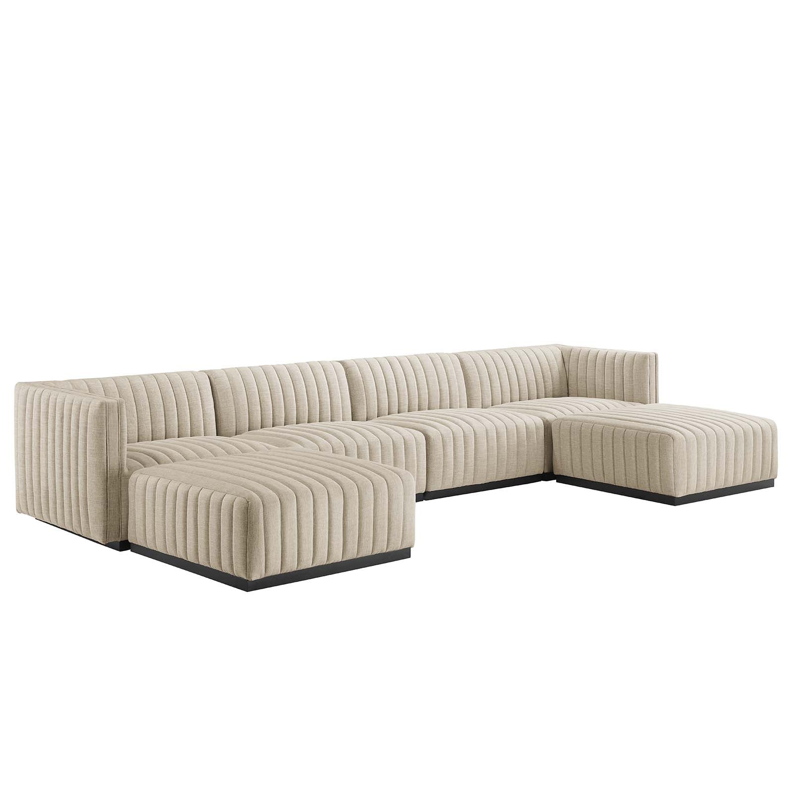 Conjure Channel Tufted Upholstered Fabric 6-Piece Sectional Sofa By Modway - EEI-5790 | Sectional