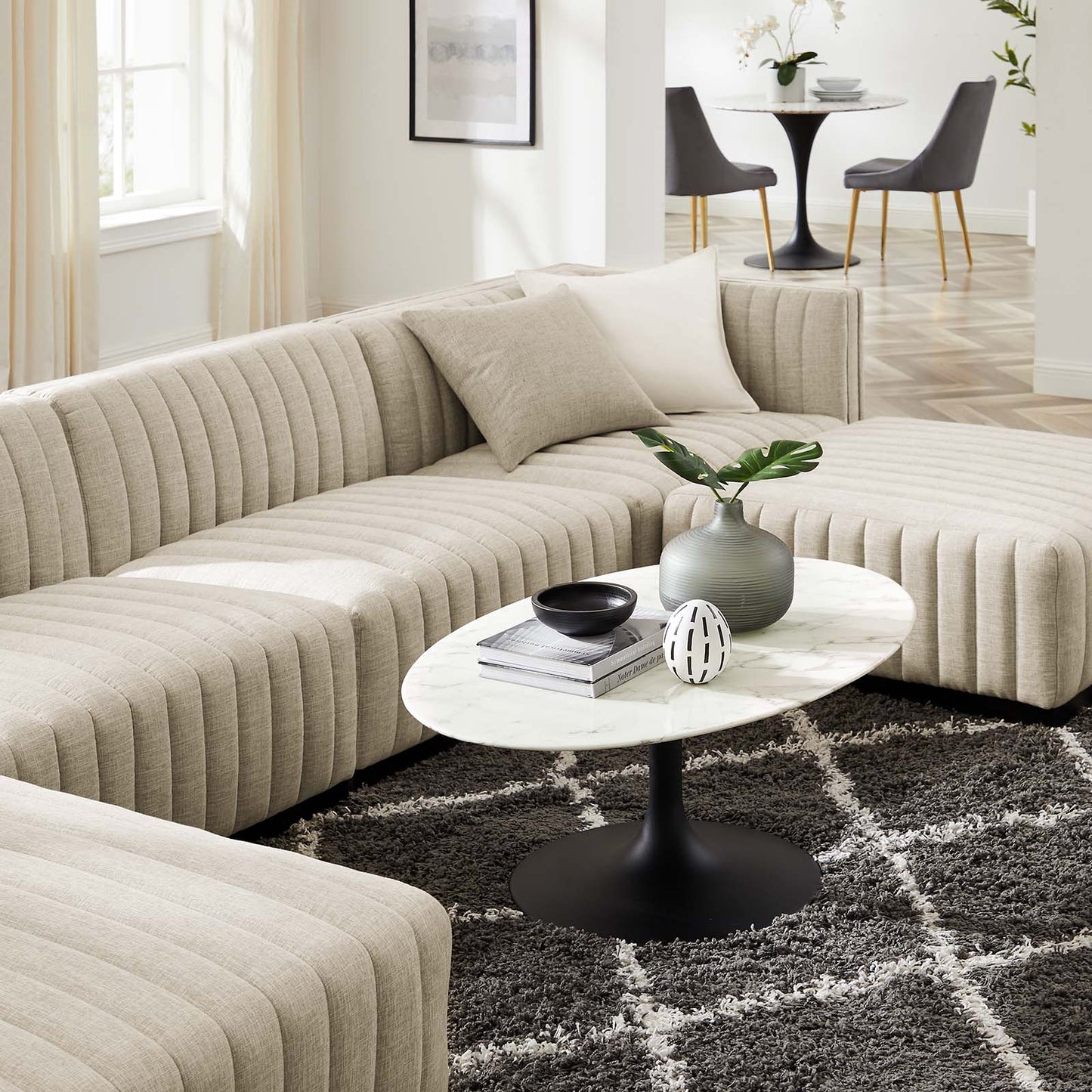 Conjure Channel Tufted Upholstered Fabric 6-Piece Sectional Sofa By Modway - EEI-5790 | Sectional - 8