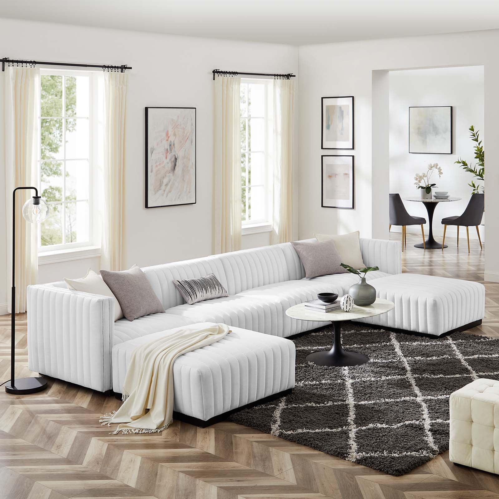 Conjure Channel Tufted Upholstered Fabric 6-Piece Sectional Sofa By Modway - EEI-5790 | Sectional - 41