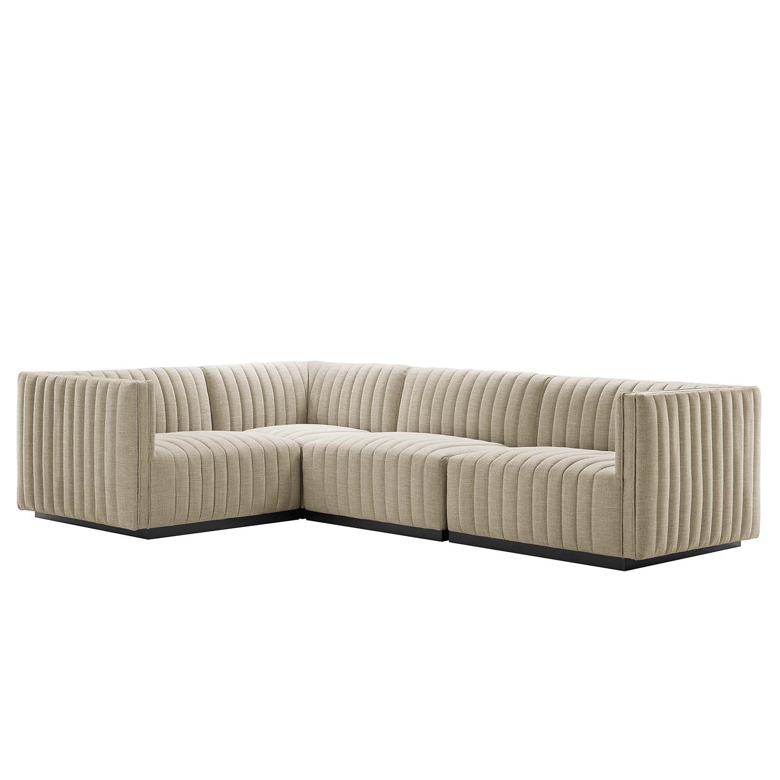 Conjure Channel Tufted Upholstered Fabric 4-Piece L-Shaped Sectional By Modway - EEI-5791 | Sectional - 2