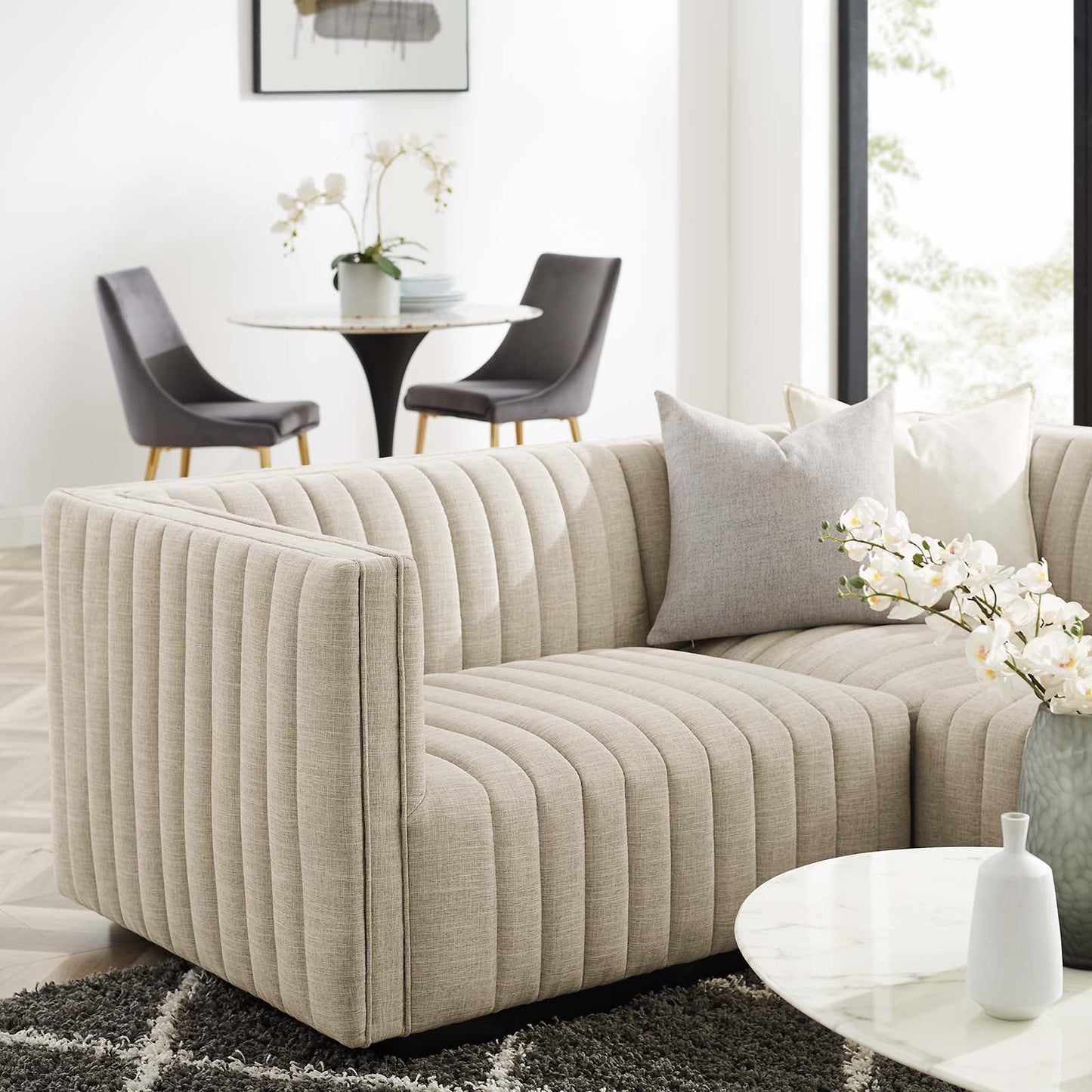 Conjure Channel Tufted Upholstered Fabric 4-Piece L-Shaped Sectional By Modway - EEI-5791 | Sectional - 9