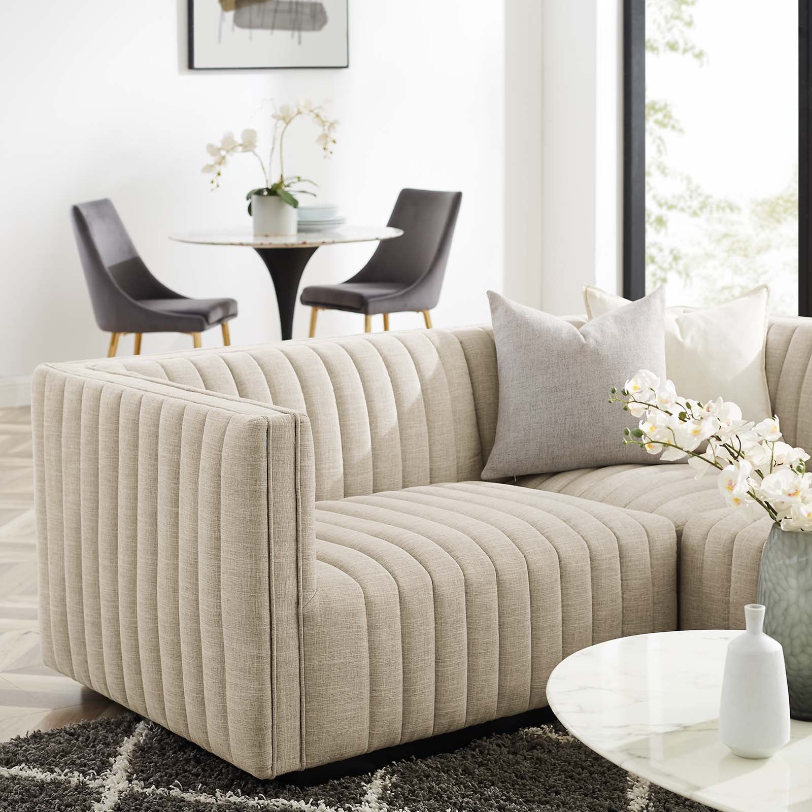 Conjure Channel Tufted Upholstered Fabric 4-Piece L-Shaped Sectional By Modway - EEI-5791 | Sectional - 9