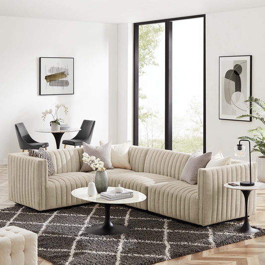 Conjure Channel Tufted Upholstered Fabric 4-Piece L-Shaped Sectional By Modway - EEI-5791 | Sectional