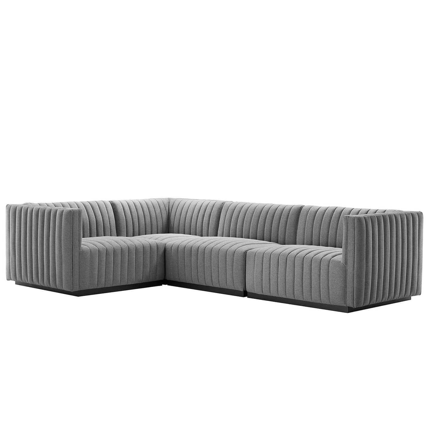 Conjure Channel Tufted Upholstered Fabric 4-Piece L-Shaped Sectional By Modway - EEI-5791 | Sectional - 17