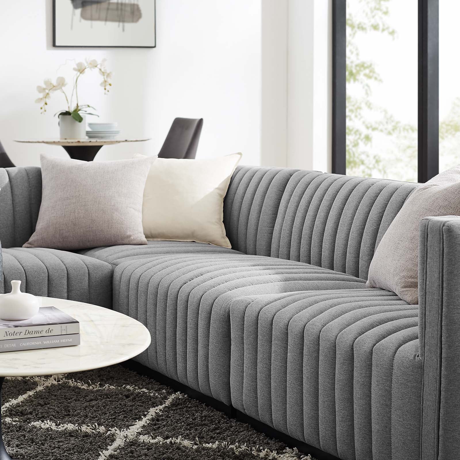 Conjure Channel Tufted Upholstered Fabric 4-Piece L-Shaped Sectional By Modway - EEI-5791 | Sectional - 24