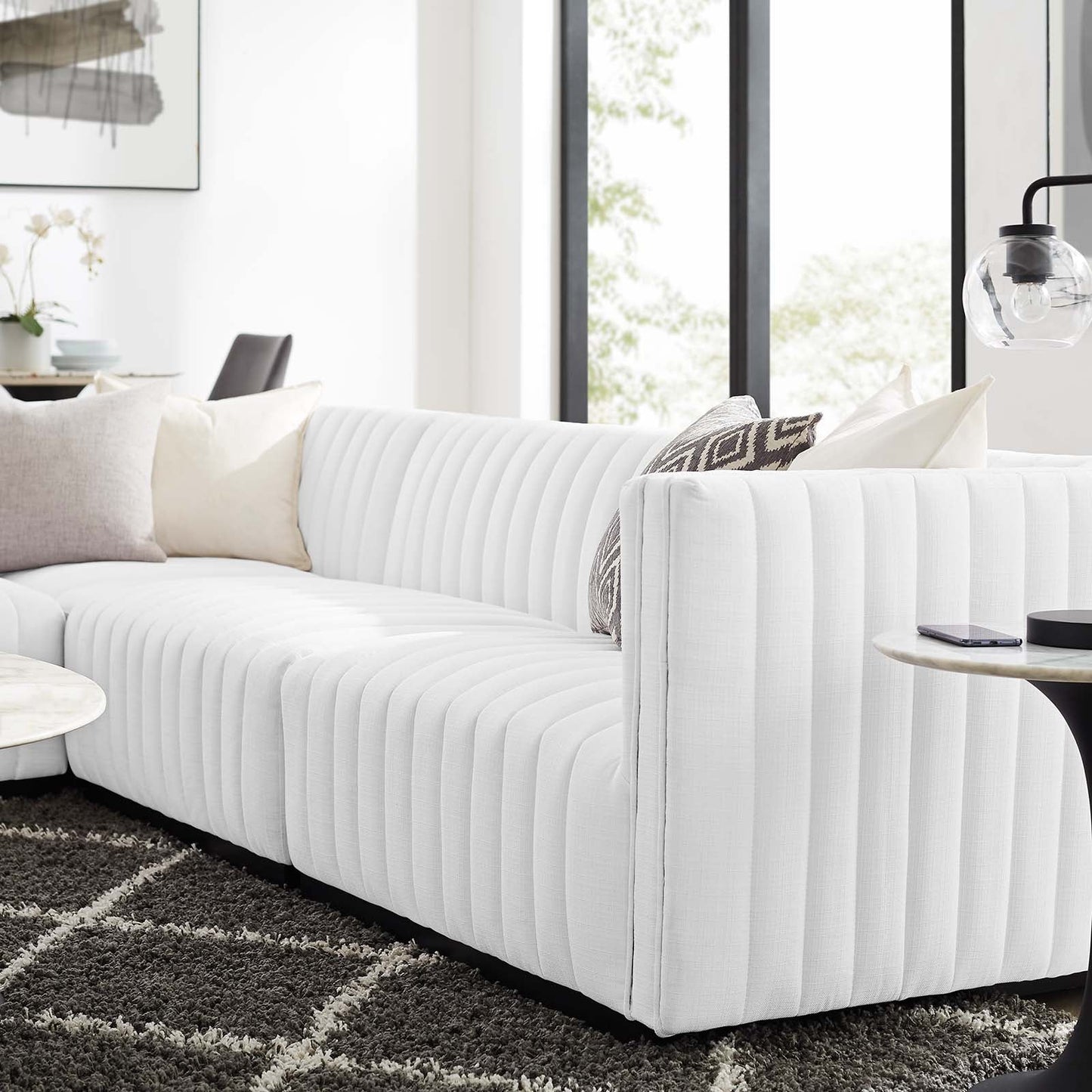 Conjure Channel Tufted Upholstered Fabric 4-Piece L-Shaped Sectional By Modway - EEI-5791 | Sectional - 40