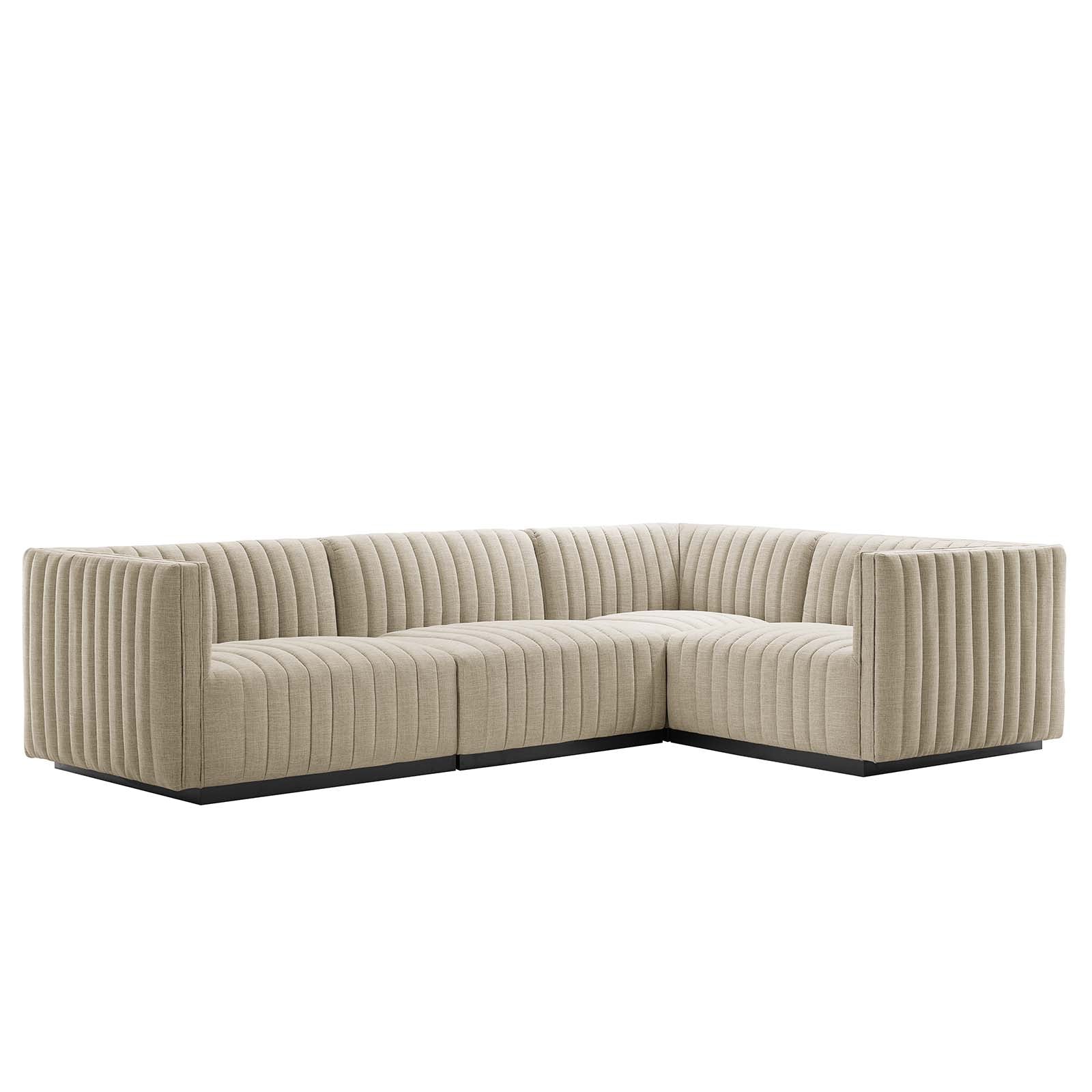 Conjure Channel Tufted Upholstered Fabric 4-Piece L-Shaped Sectional By Modway - EEI-5792 | Sectional - 2