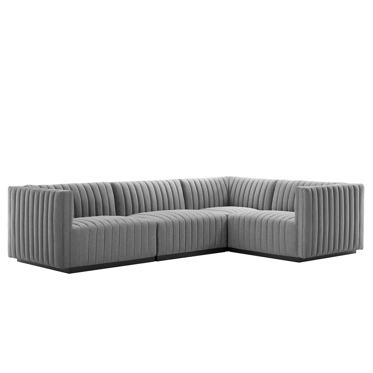 Conjure Channel Tufted Upholstered Fabric 4-Piece L-Shaped Sectional By Modway - EEI-5792 | Sectional - 17