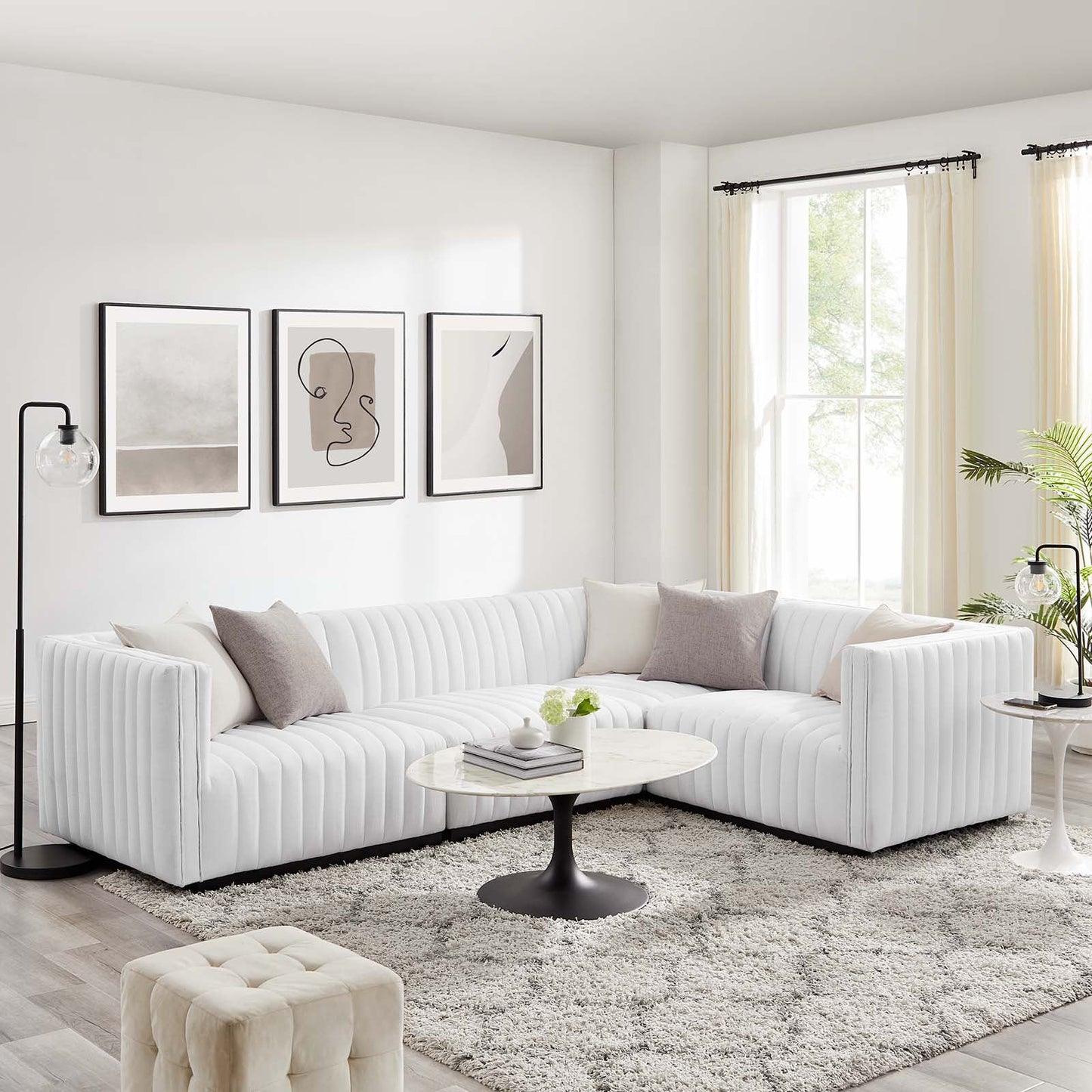 Conjure Channel Tufted Upholstered Fabric 4-Piece L-Shaped Sectional By Modway - EEI-5792 | Sectional - 41