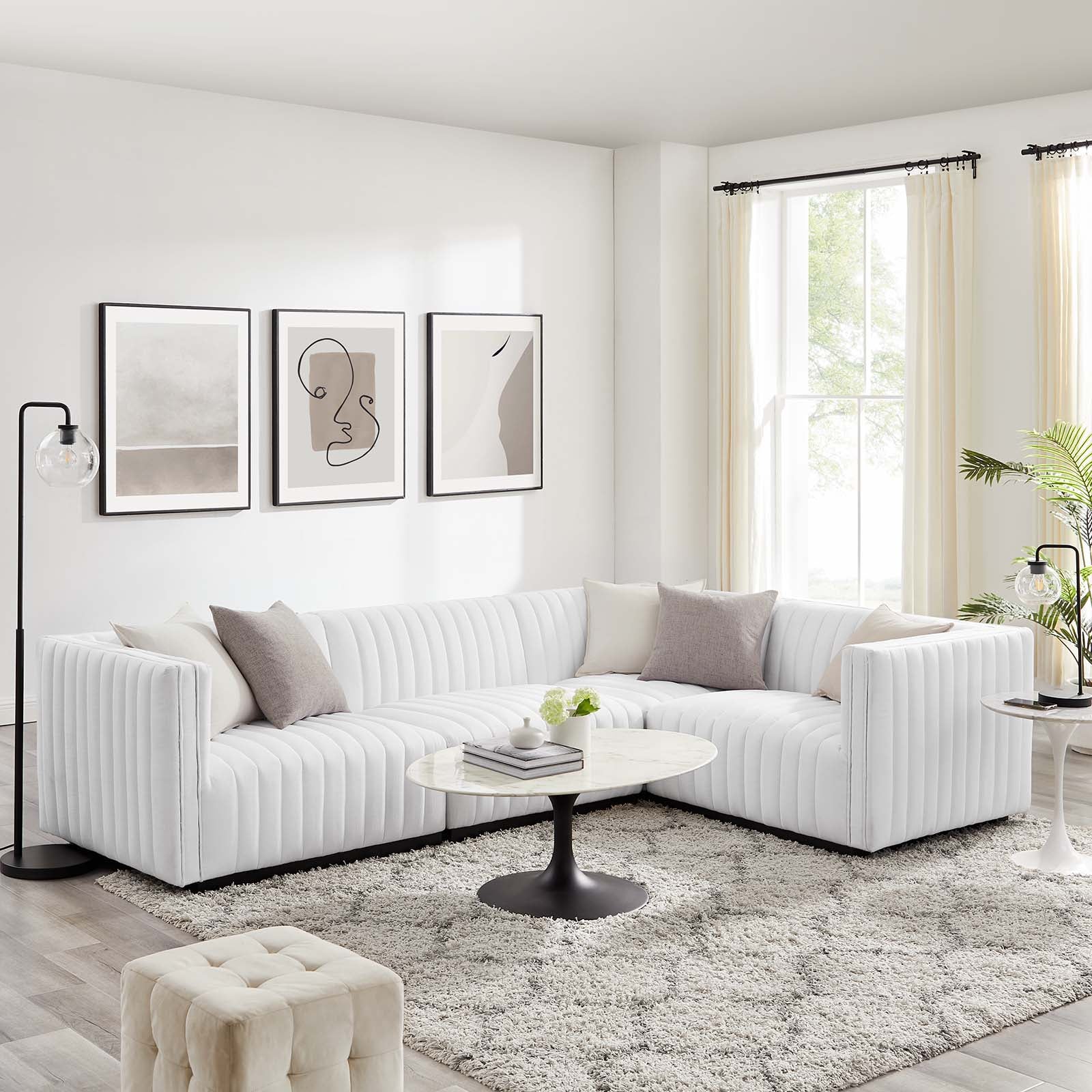 Conjure Channel Tufted Upholstered Fabric 4-Piece L-Shaped Sectional By Modway - EEI-5792 | Sectional - 41