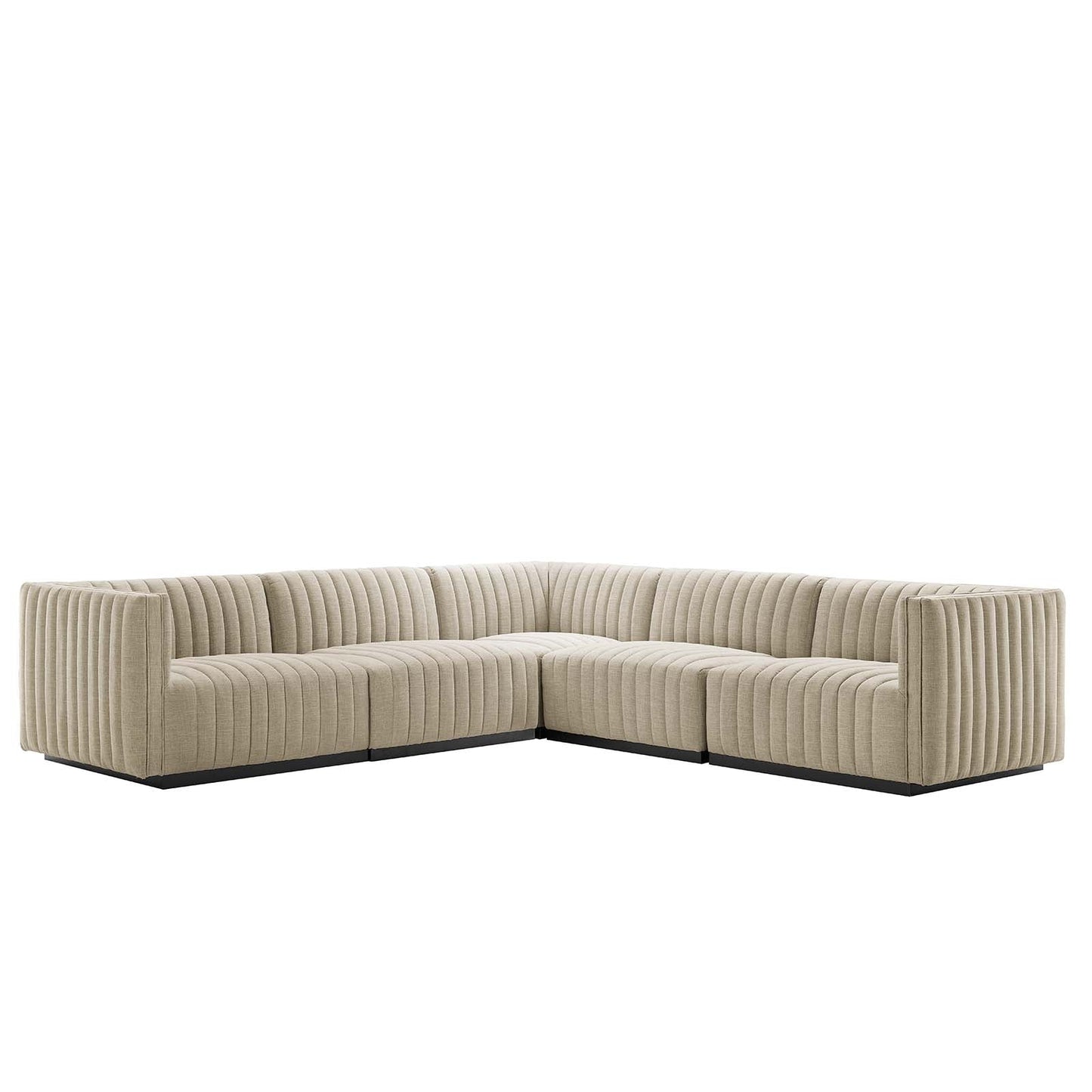 Conjure Channel Tufted Upholstered Fabric 5-Piece L-Shaped Sectional By Modway - EEI-5793 | Sectional - 2