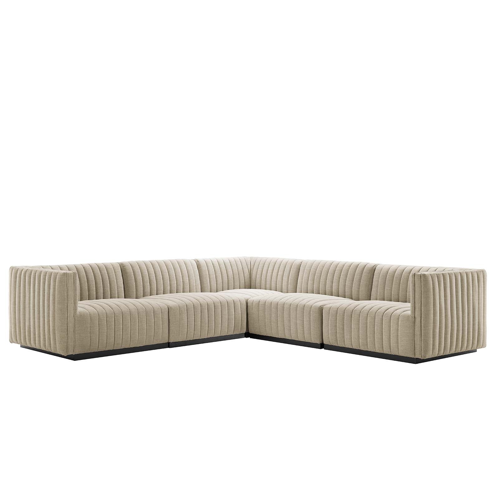 Conjure Channel Tufted Upholstered Fabric 5-Piece L-Shaped Sectional By Modway - EEI-5793 | Sectional - 2