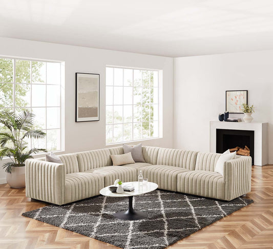 Conjure Channel Tufted Upholstered Fabric 5-Piece L-Shaped Sectional By Modway - EEI-5793 | Sectional