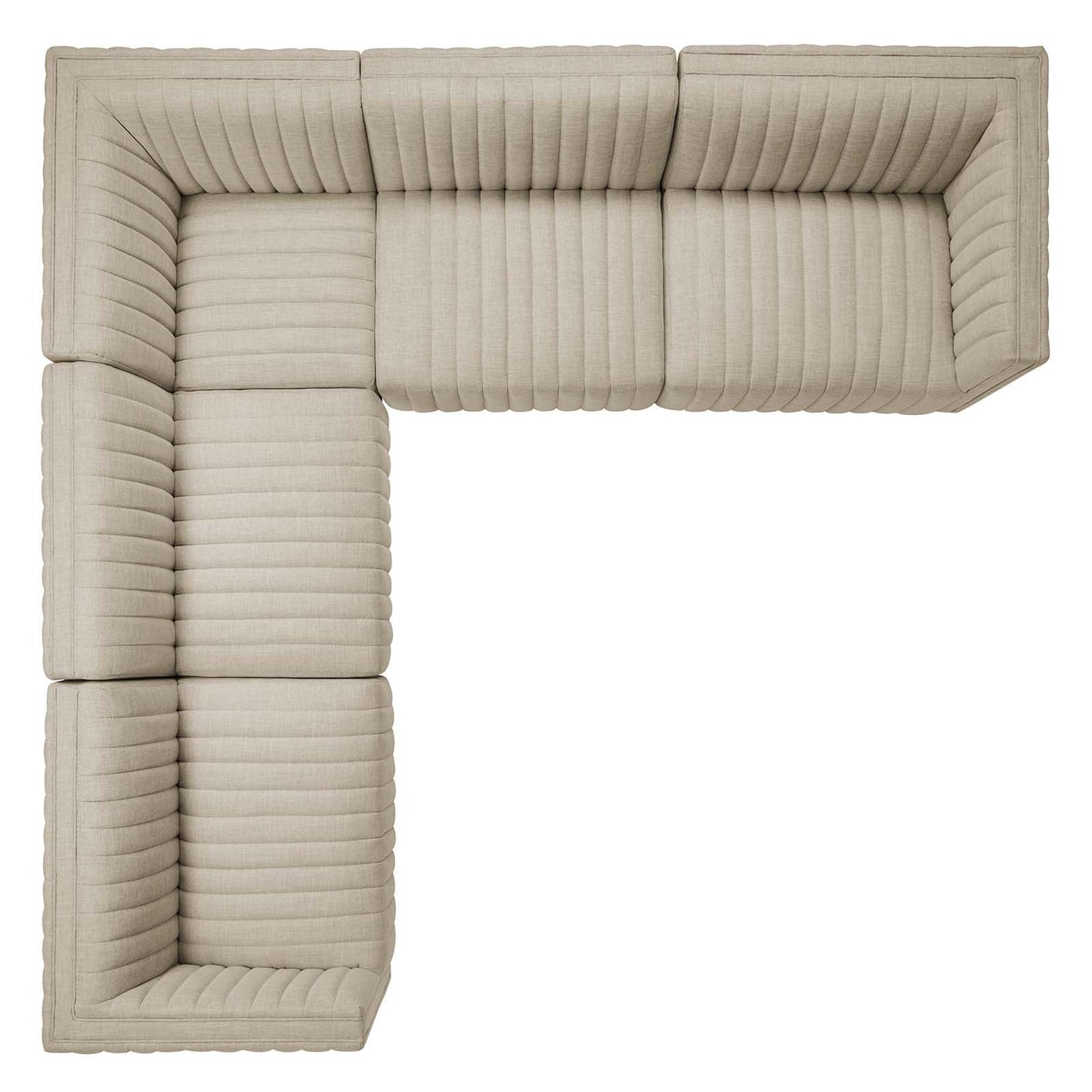 Conjure Channel Tufted Upholstered Fabric 5-Piece L-Shaped Sectional By Modway - EEI-5793 | Sectional - 10