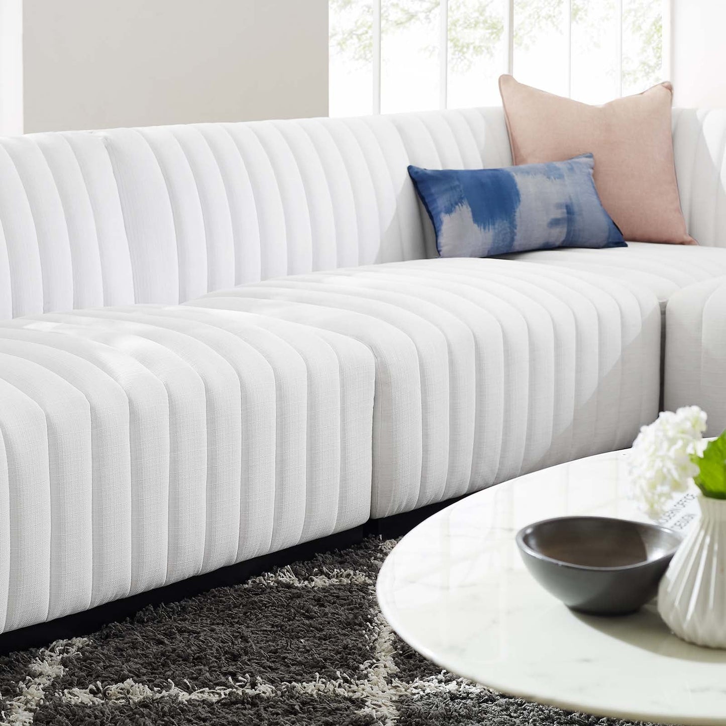 Conjure Channel Tufted Upholstered Fabric 5-Piece L-Shaped Sectional By Modway - EEI-5793 | Sectional - 40