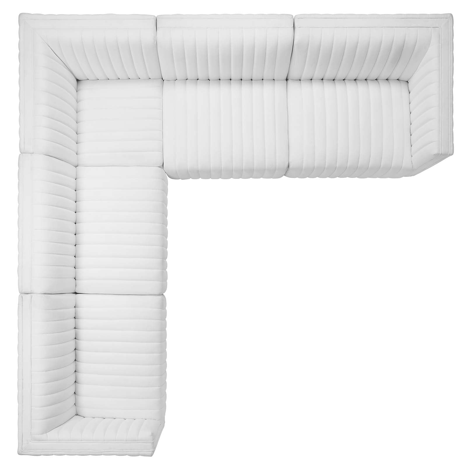 Conjure Channel Tufted Upholstered Fabric 5-Piece L-Shaped Sectional By Modway - EEI-5793 | Sectional - 42