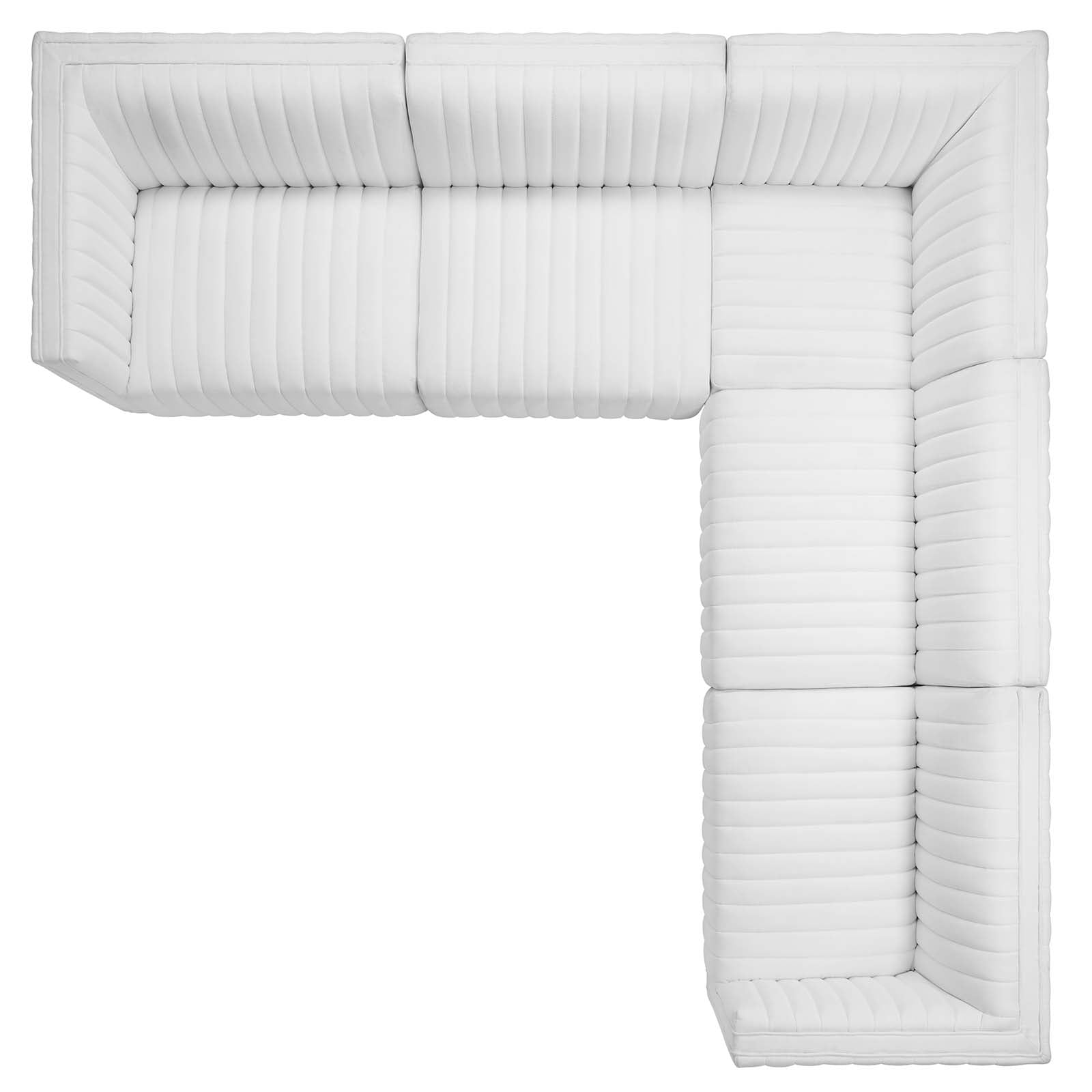 Conjure Channel Tufted Upholstered Fabric 5-Piece L-Shaped Sectional By Modway - EEI-5794 | Sectional - 42