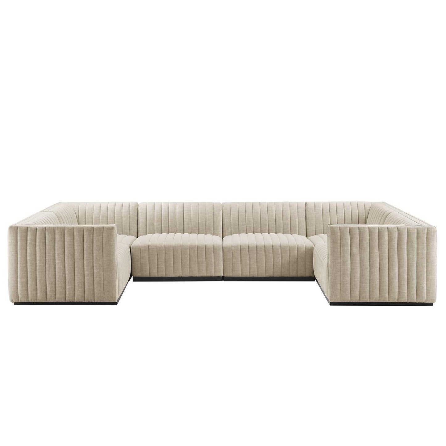 Conjure Channel Tufted Upholstered Fabric 6-Piece U-Shaped Sectional By Modway - EEI-5795 | Sectional