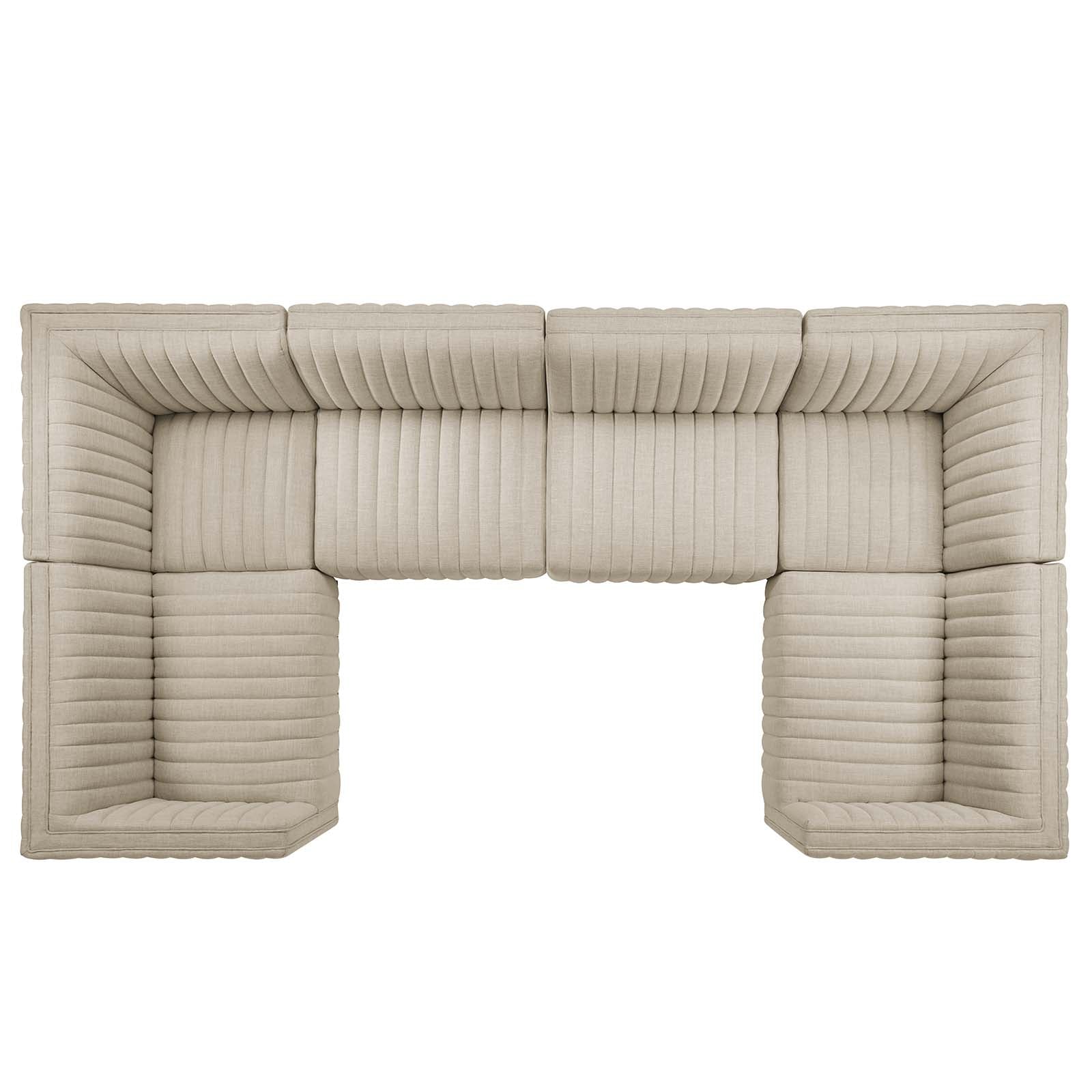 Conjure Channel Tufted Upholstered Fabric 6-Piece U-Shaped Sectional By Modway - EEI-5795 | Sectional - 10