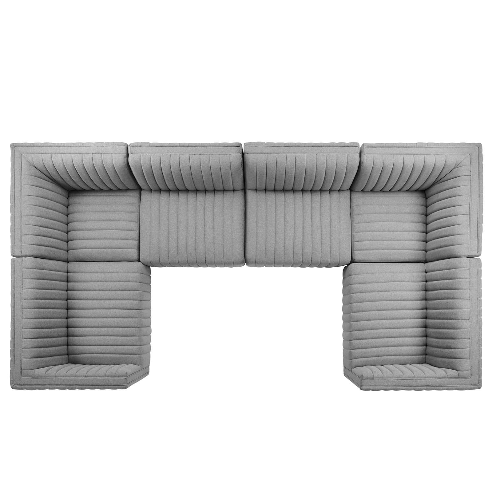 Conjure Channel Tufted Upholstered Fabric 6-Piece U-Shaped Sectional By Modway - EEI-5795 | Sectional - 26