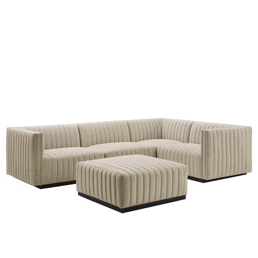 Conjure Channel Tufted Upholstered Fabric 5-Piece Sectional By Modway - EEI-5797 | Sectional