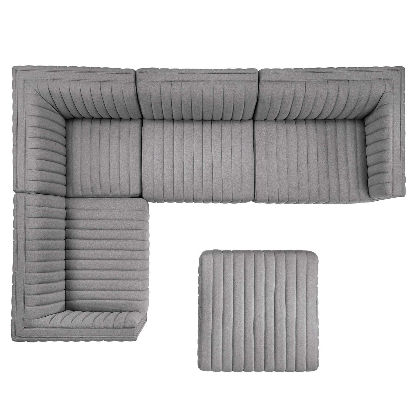 Conjure Channel Tufted Upholstered Fabric 5-Piece Sectional By Modway - EEI-5797 | Sectional - 26