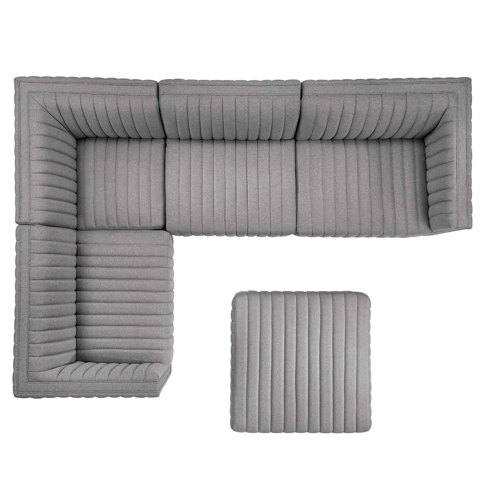 Conjure Channel Tufted Upholstered Fabric 5-Piece Sectional By Modway - EEI-5797 | Sectional - 26
