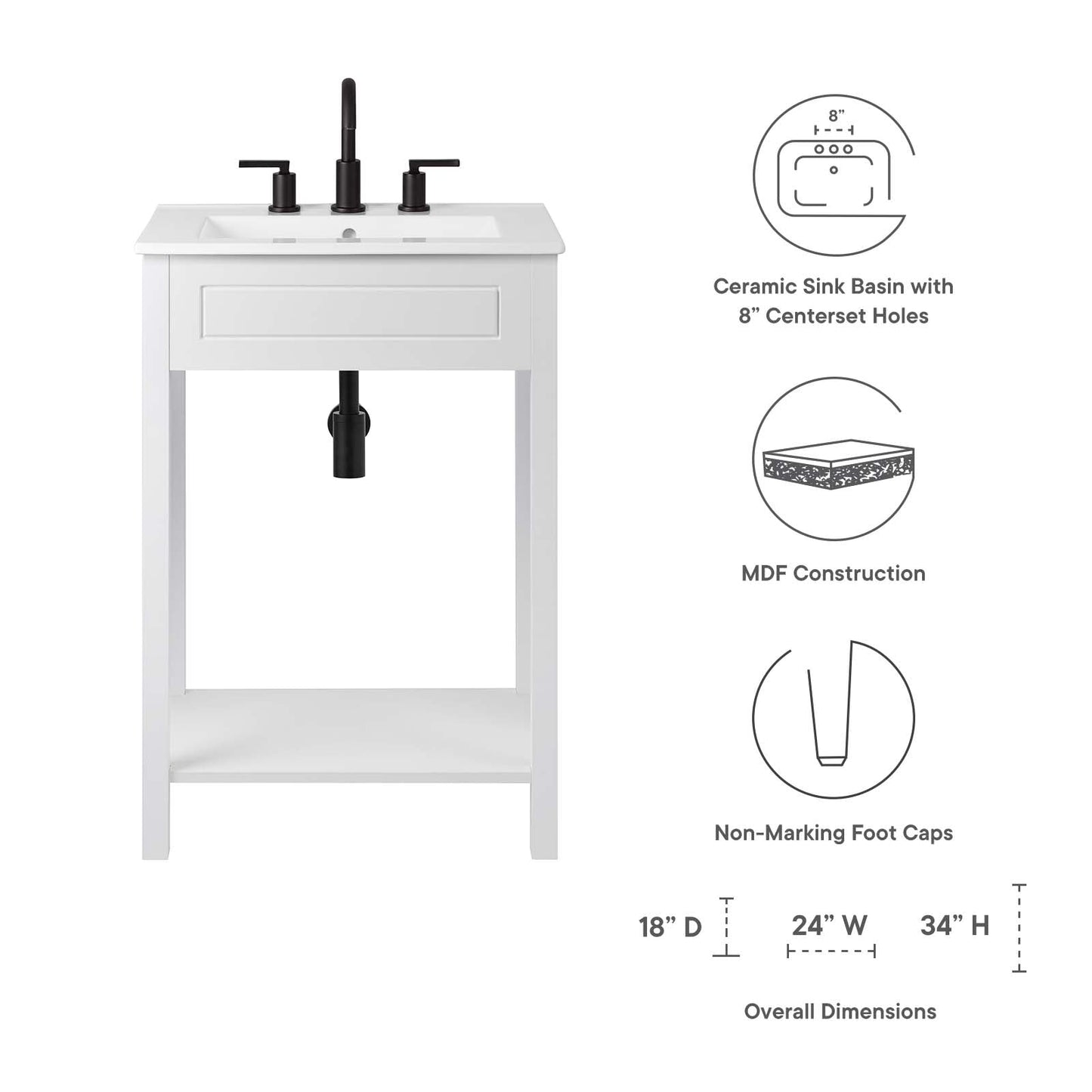 Altura 24" Bathroom Vanity By Modway - EEI-5798 | Bathroom Accessories - 32