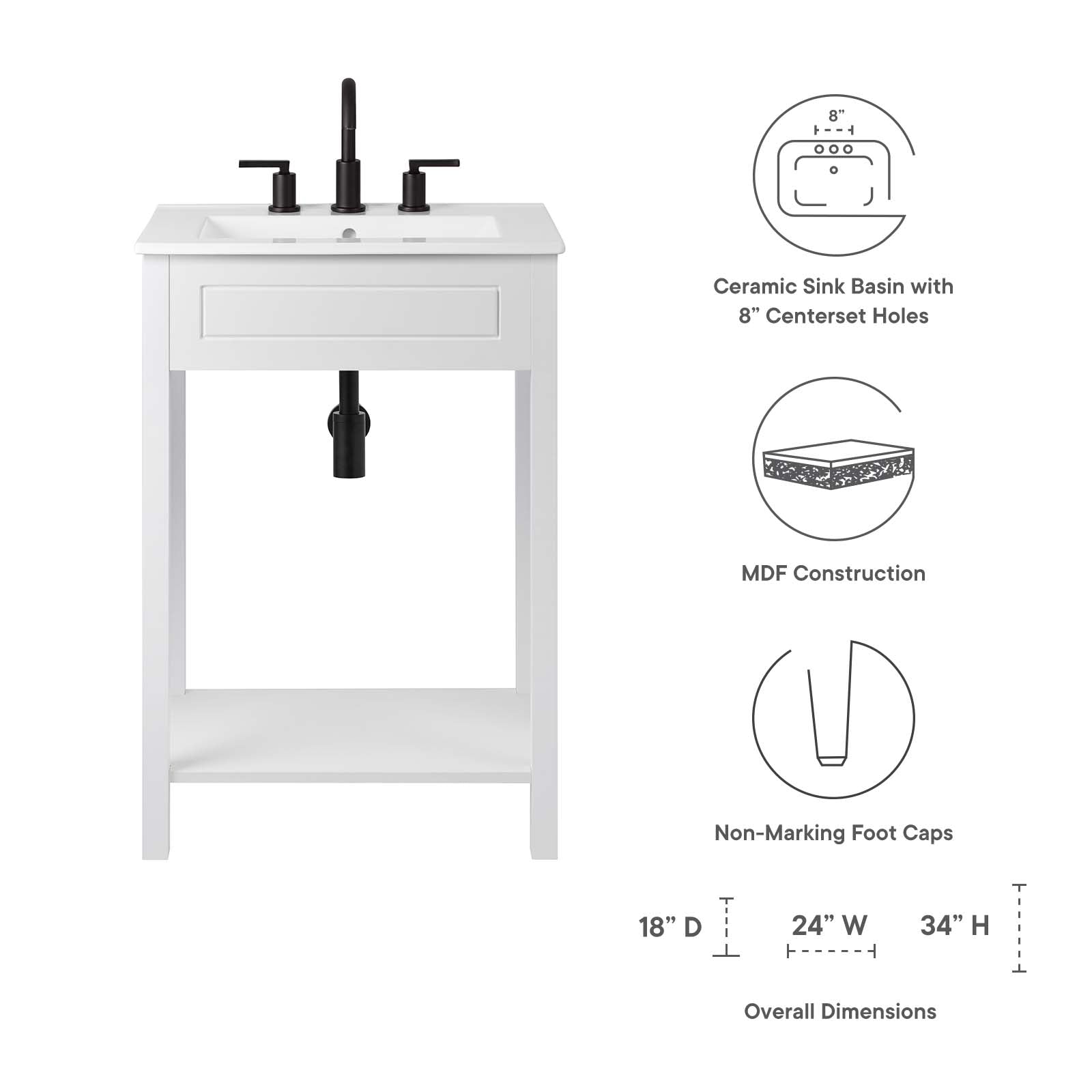 Altura 24" Bathroom Vanity By Modway - EEI-5798 | Bathroom Accessories - 32