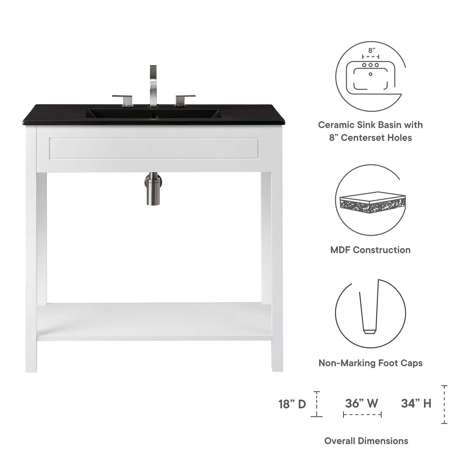 Altura 36" Bathroom Vanity By Modway - EEI-5799 | Bathroom Accessories - 24