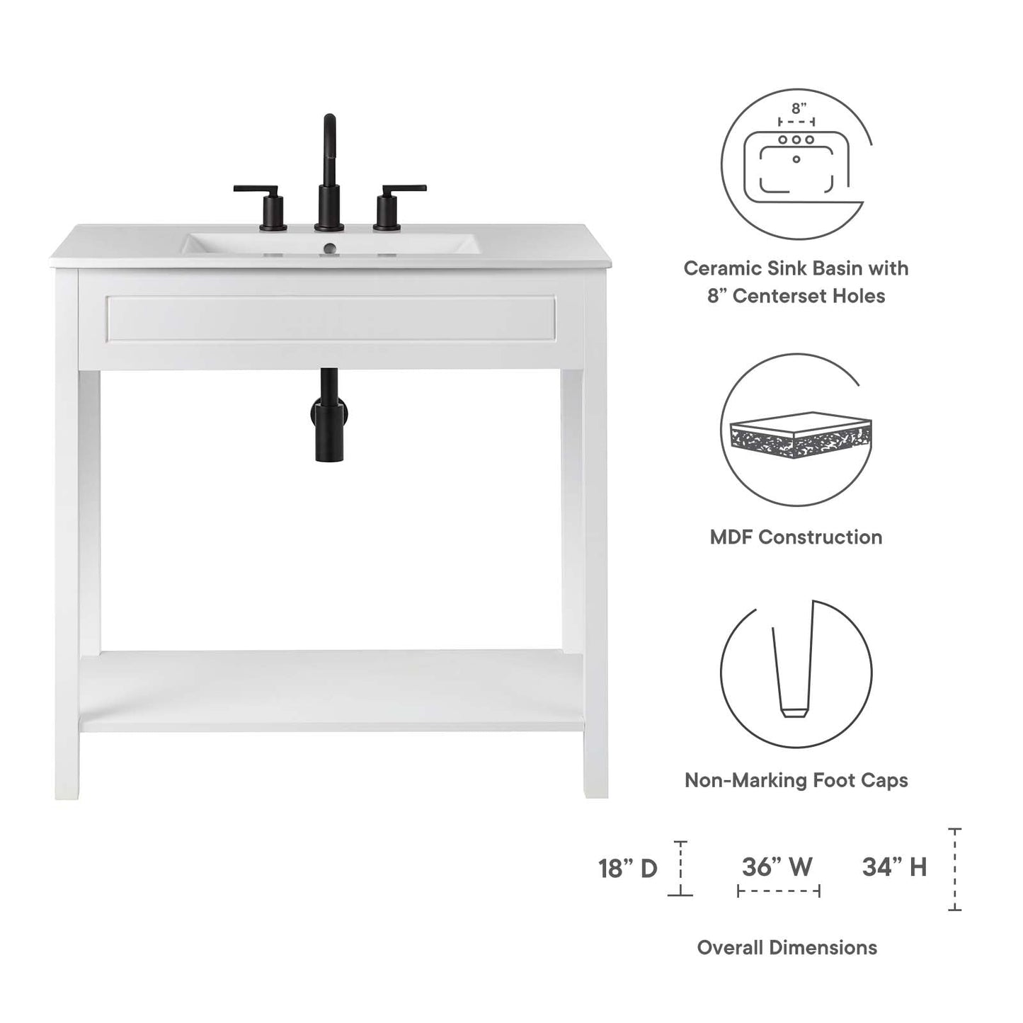 Altura 36" Bathroom Vanity By Modway - EEI-5799 | Bathroom Accessories - 32