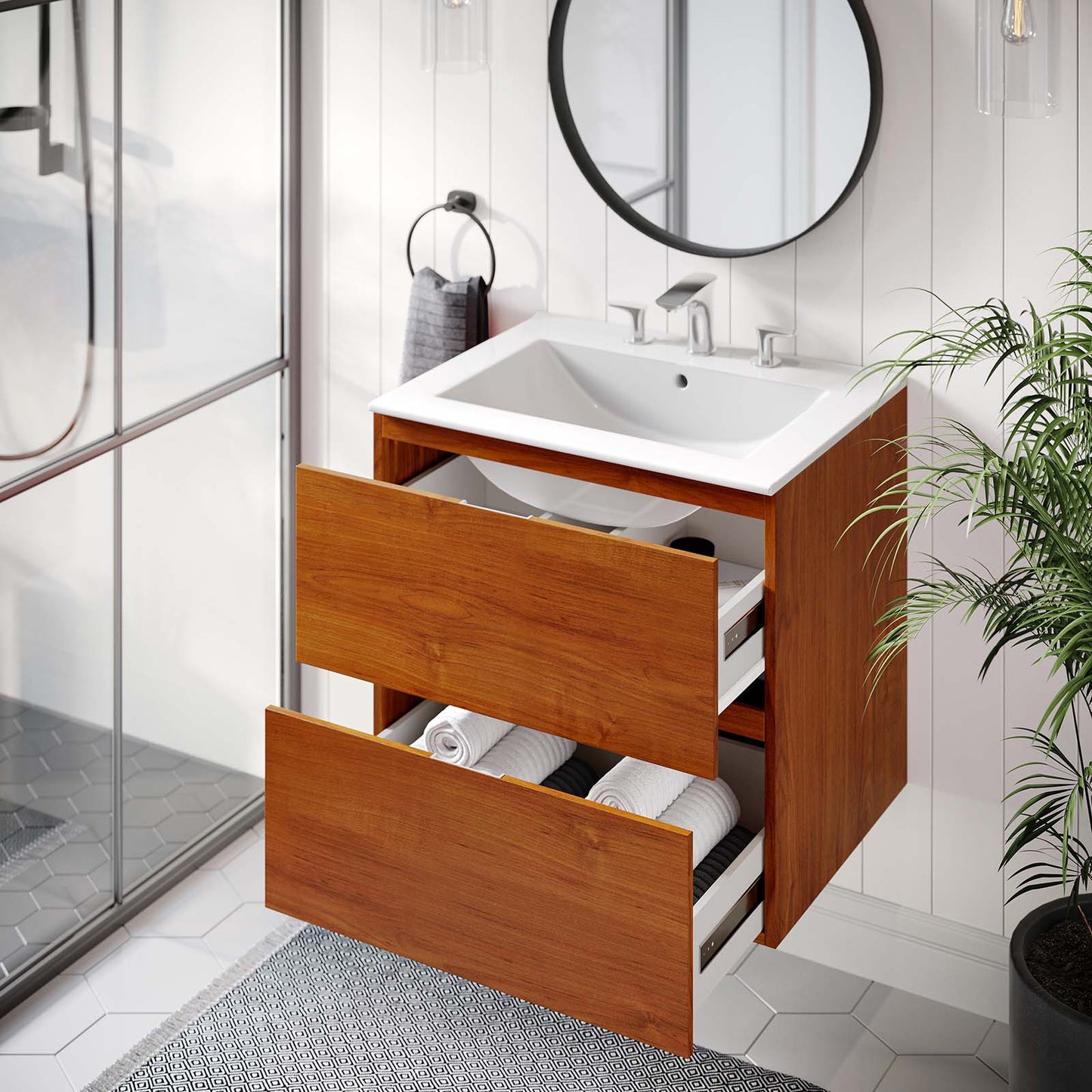 Scenic 24" Wall-Mount Bathroom Vanity By Modway - EEI-5811 | Bathroom Accessories | Modishstore - 15