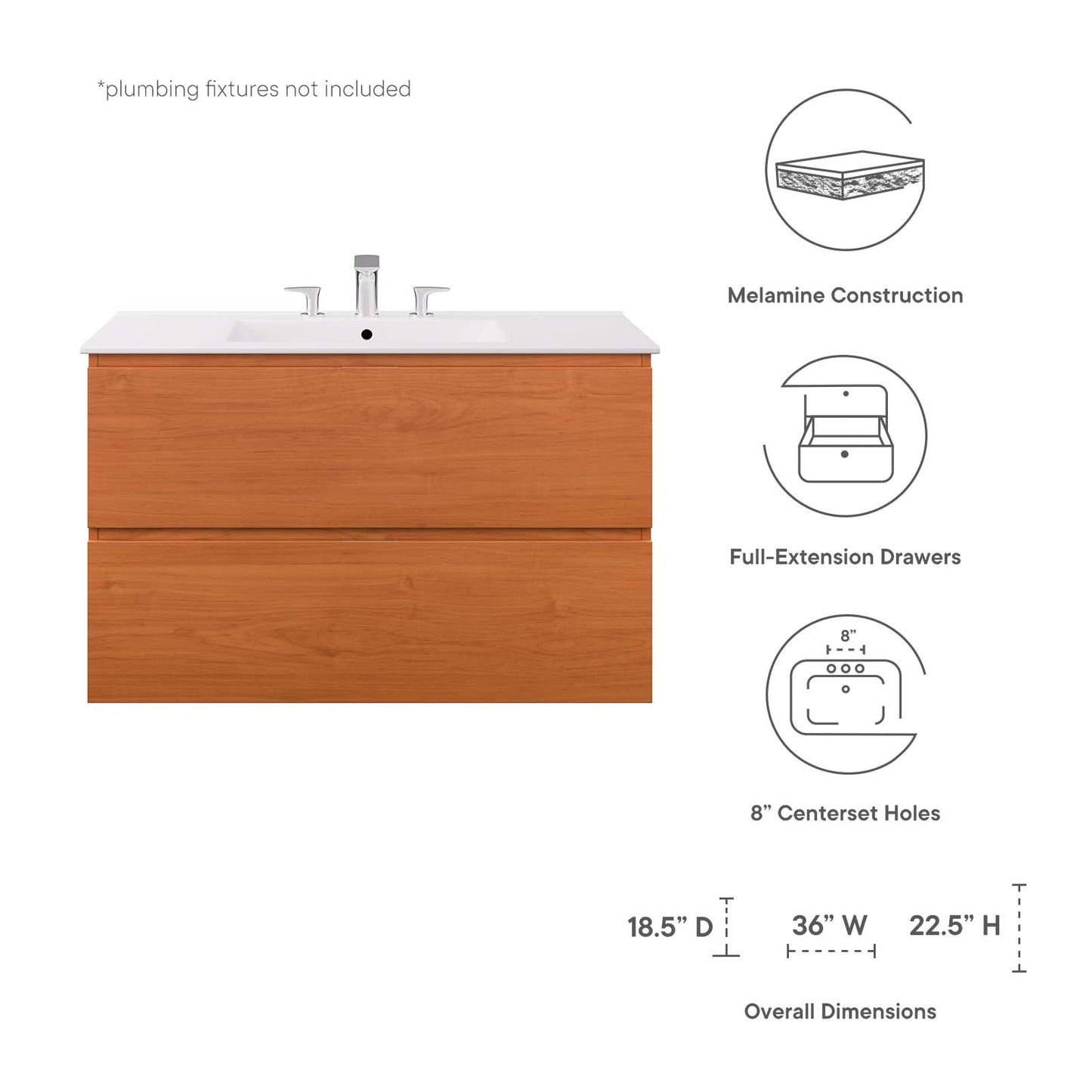 Scenic 36" Wall-Mount Bathroom Vanity By Modway - EEI-5813 | Bathroom Accessories | Modishstore - 16