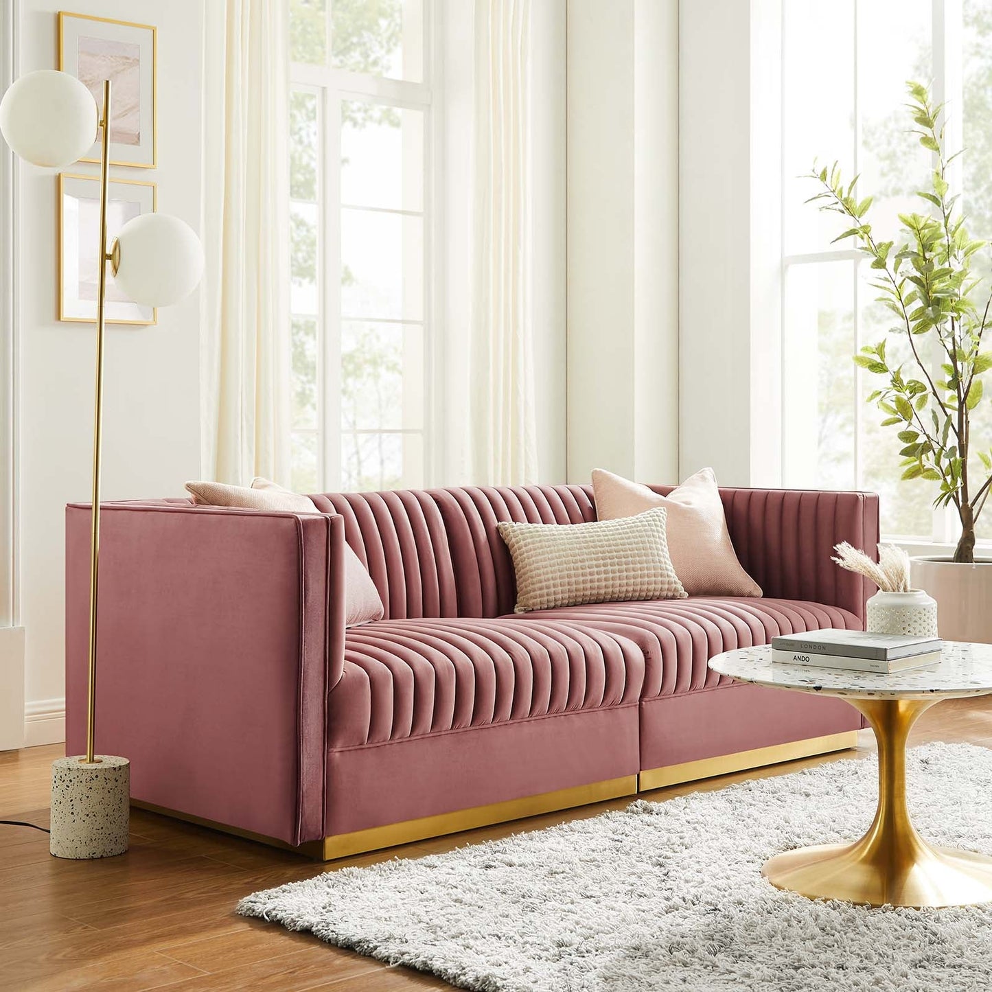 Sanguine Channel Tufted Performance Velvet Modular Sectional Sofa Loveseat By Modway - EEI-5824 | Loveseats | Modishstore