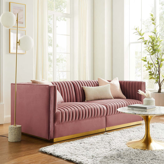 Sanguine Channel Tufted Performance Velvet Modular Sectional Sofa Loveseat By Modway - EEI-5824 | Loveseats | Modishstore