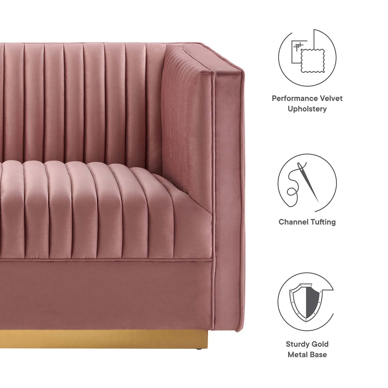 Sanguine Channel Tufted Performance Velvet Modular Sectional Sofa Loveseat By Modway - EEI-5824 | Loveseats | Modishstore - 9